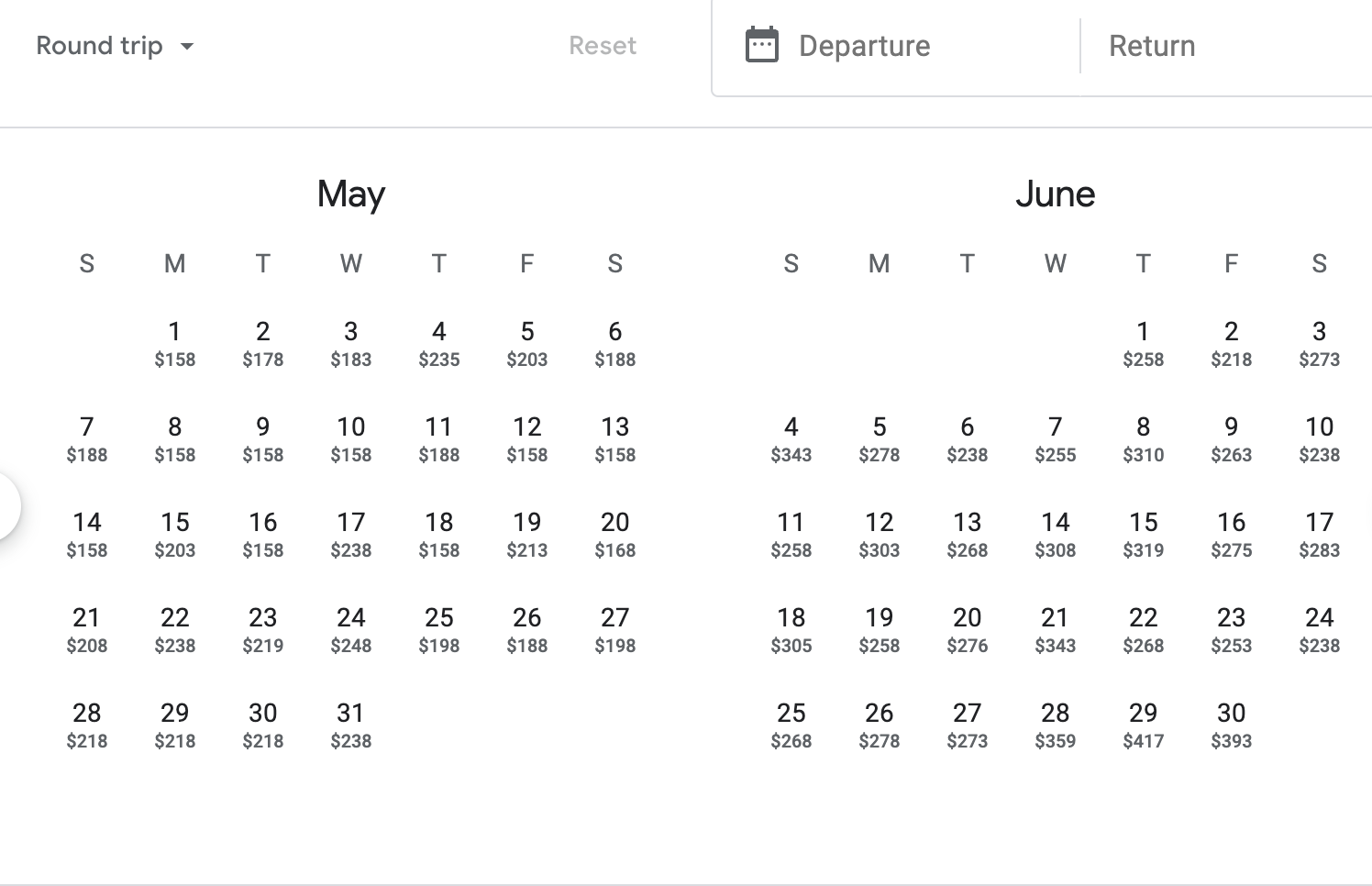 google flights options