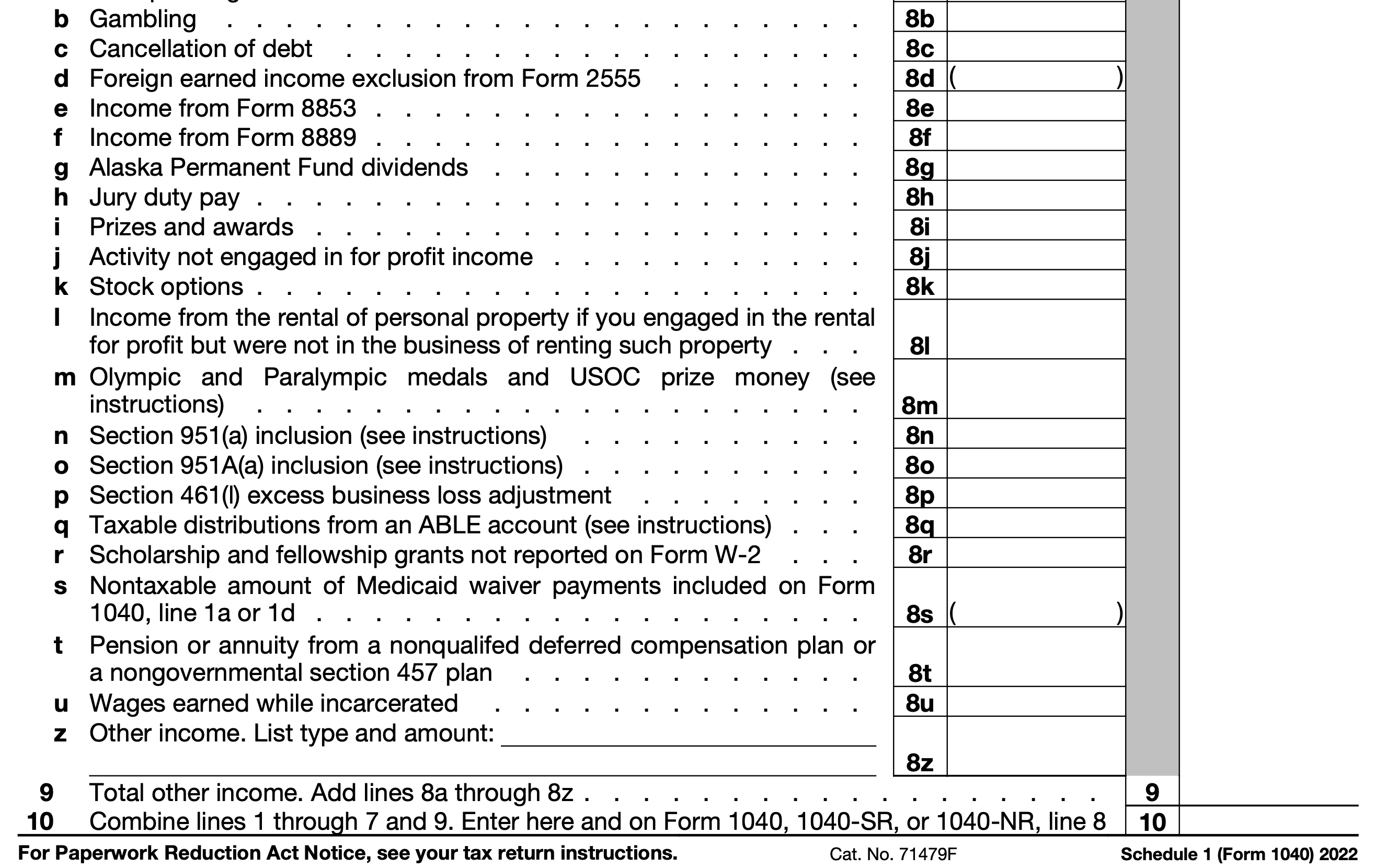 2022 tax form Schedule 1.