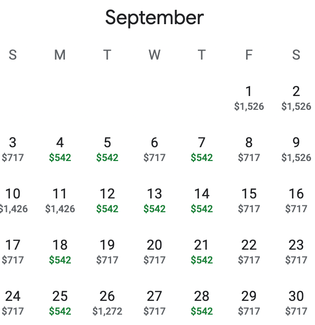 September premium economy