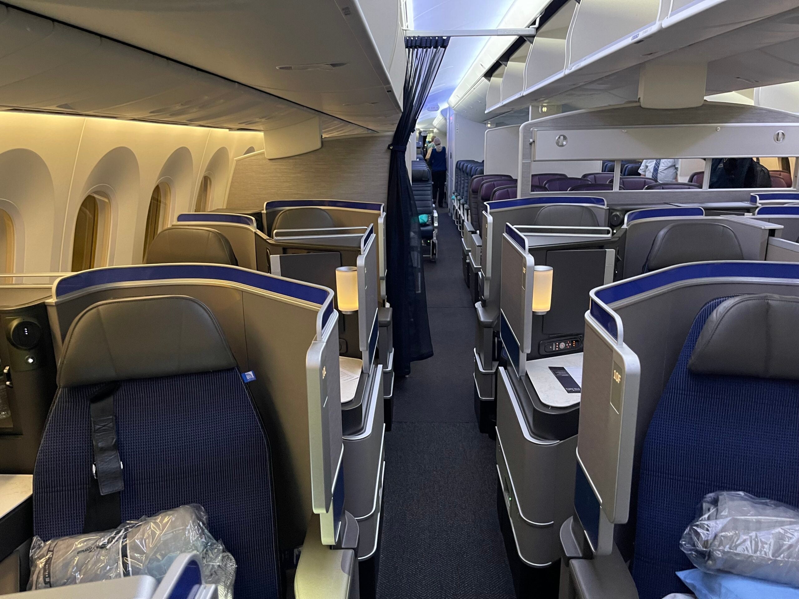 Three cabins on a United Airlines Boeing 787-9 Dreamliner