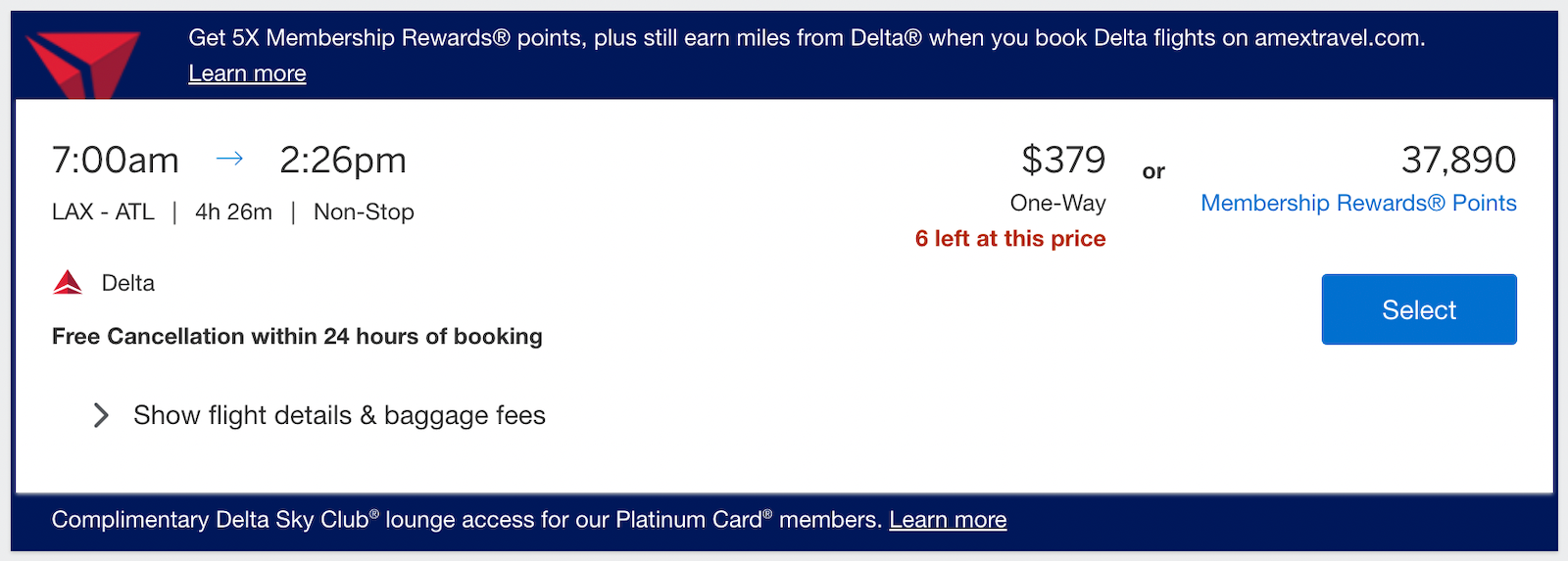 details of a flight and pricing