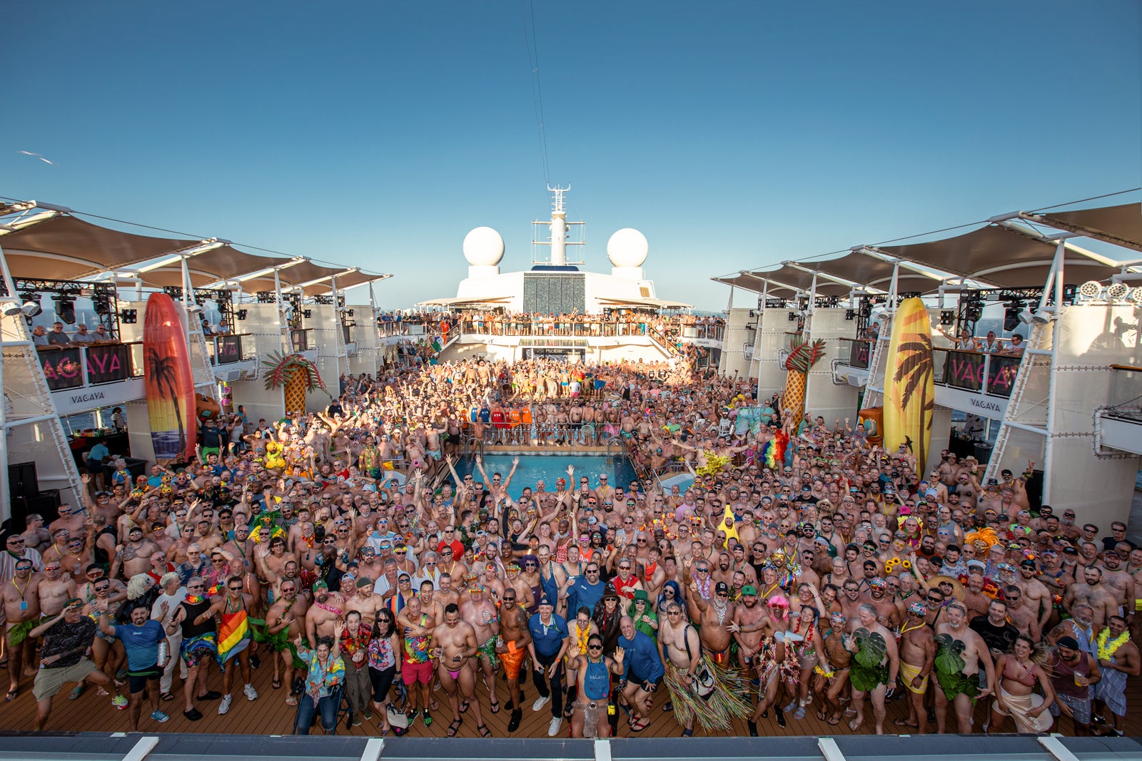 large group of people on cruise deck