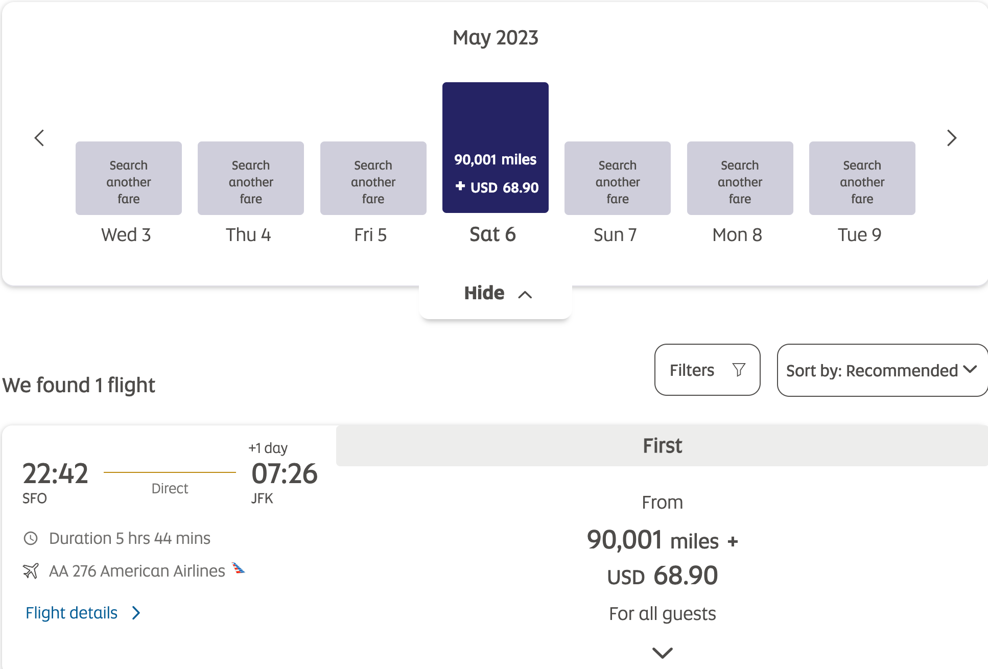 Booking SFO to JFK with Etihad Guest