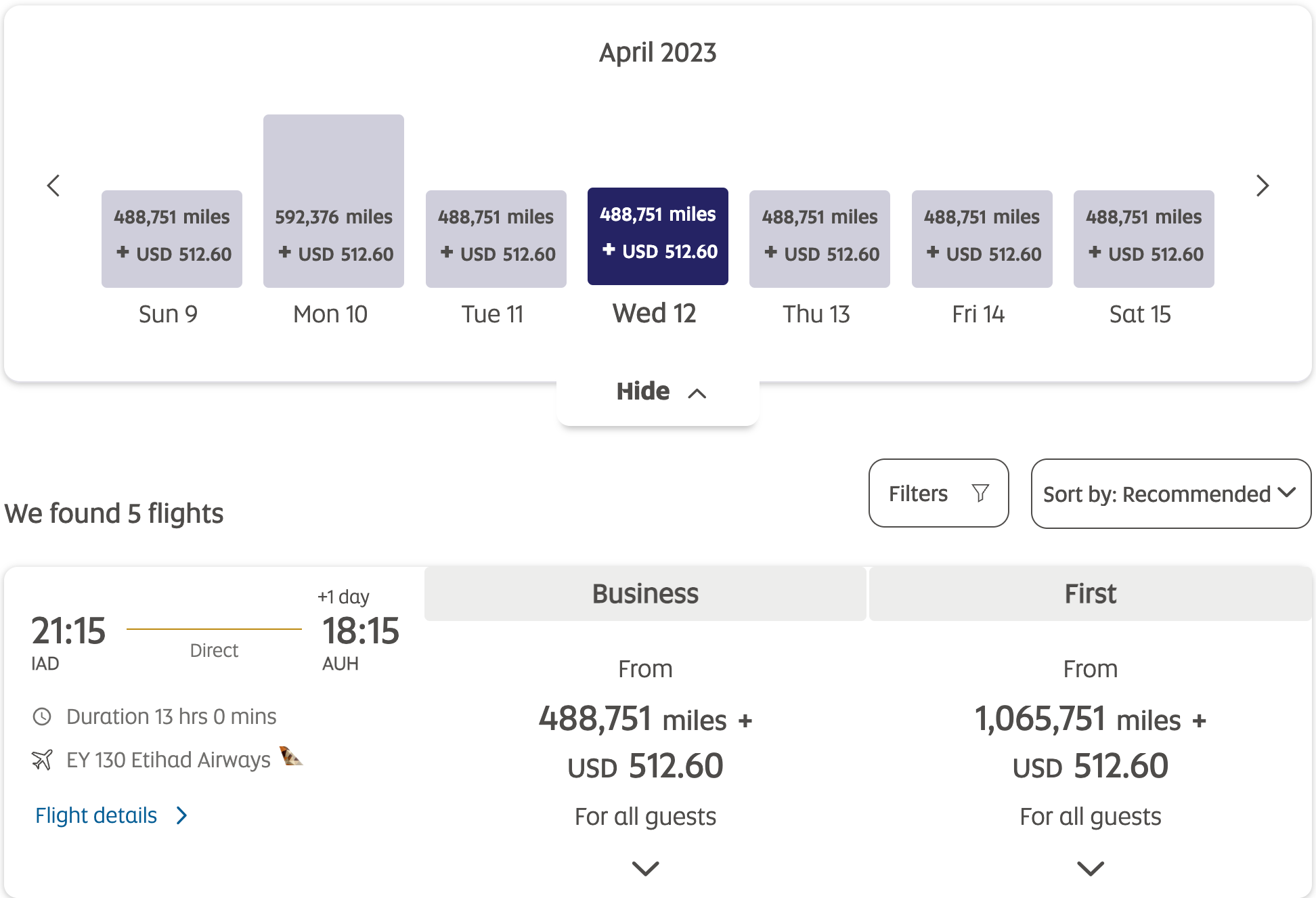 Booking a flight from IAD to AUH