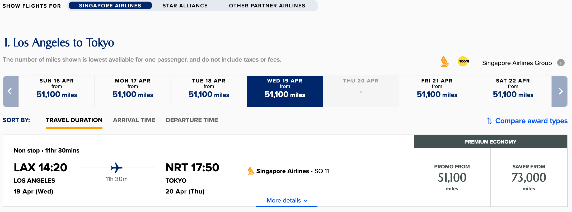 Booking a flight from LAX to NRT