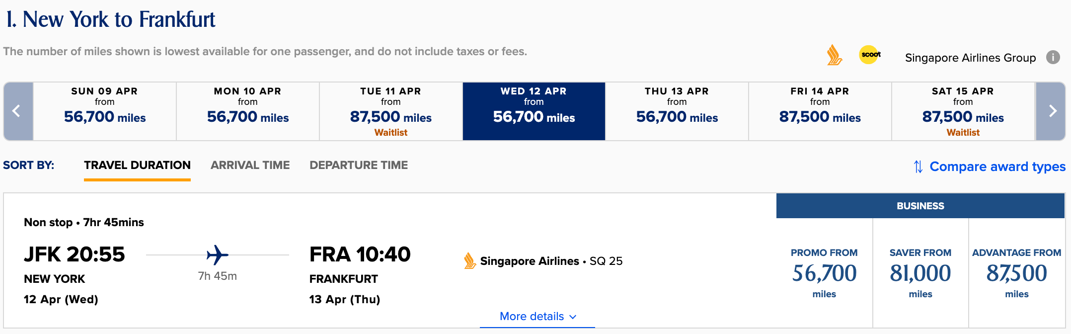 JFK to FRA in business class