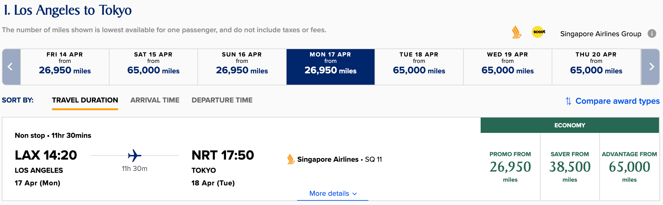 LAX to NRT in economy