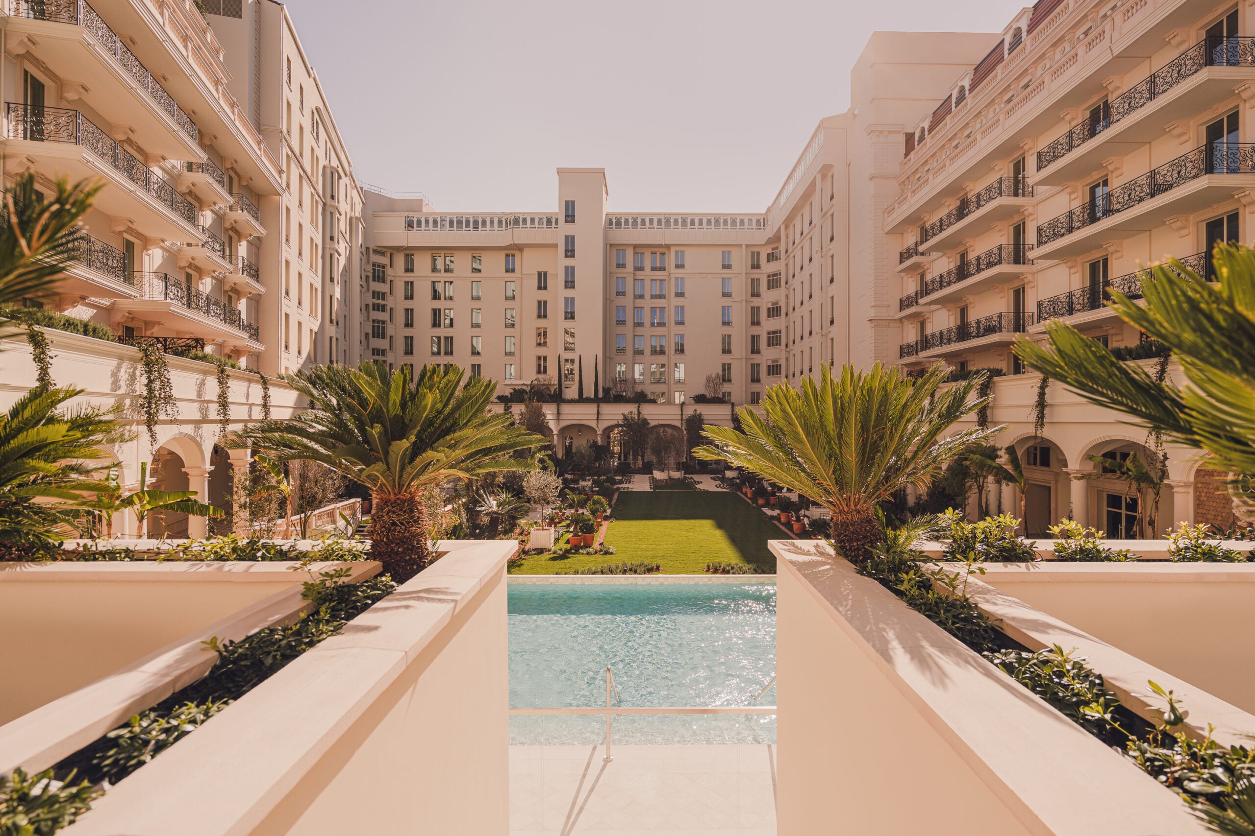 pool and garden in hotel central courtyard