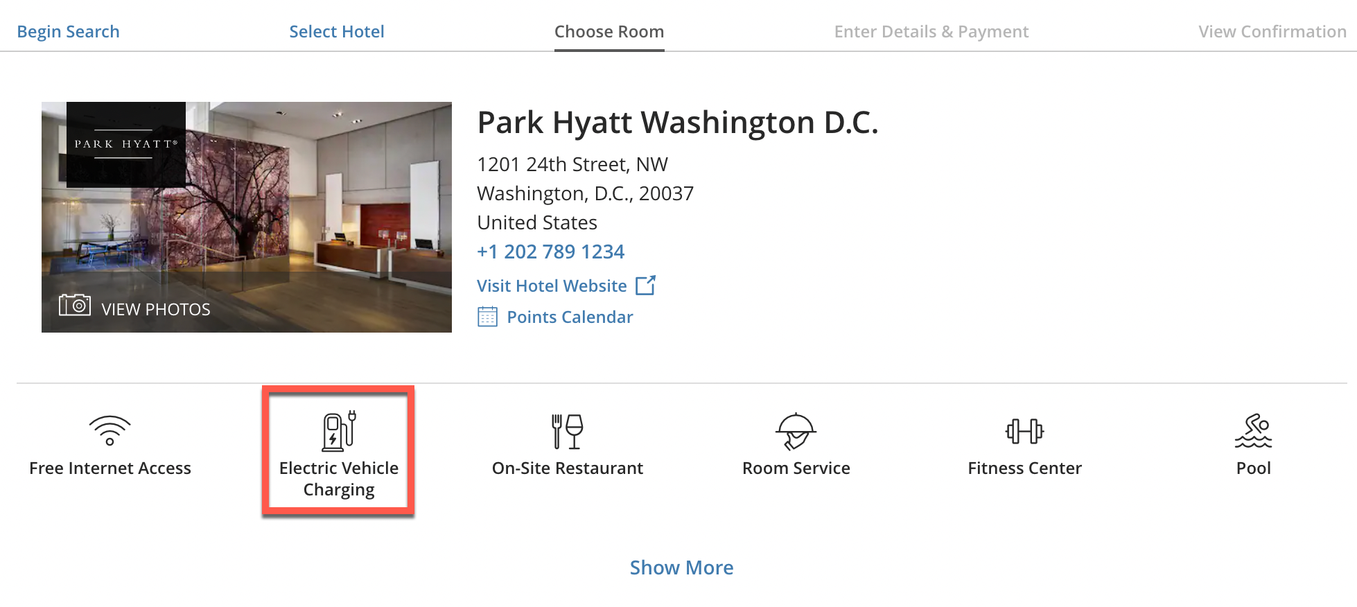 Park Hyatt DC EV charging
