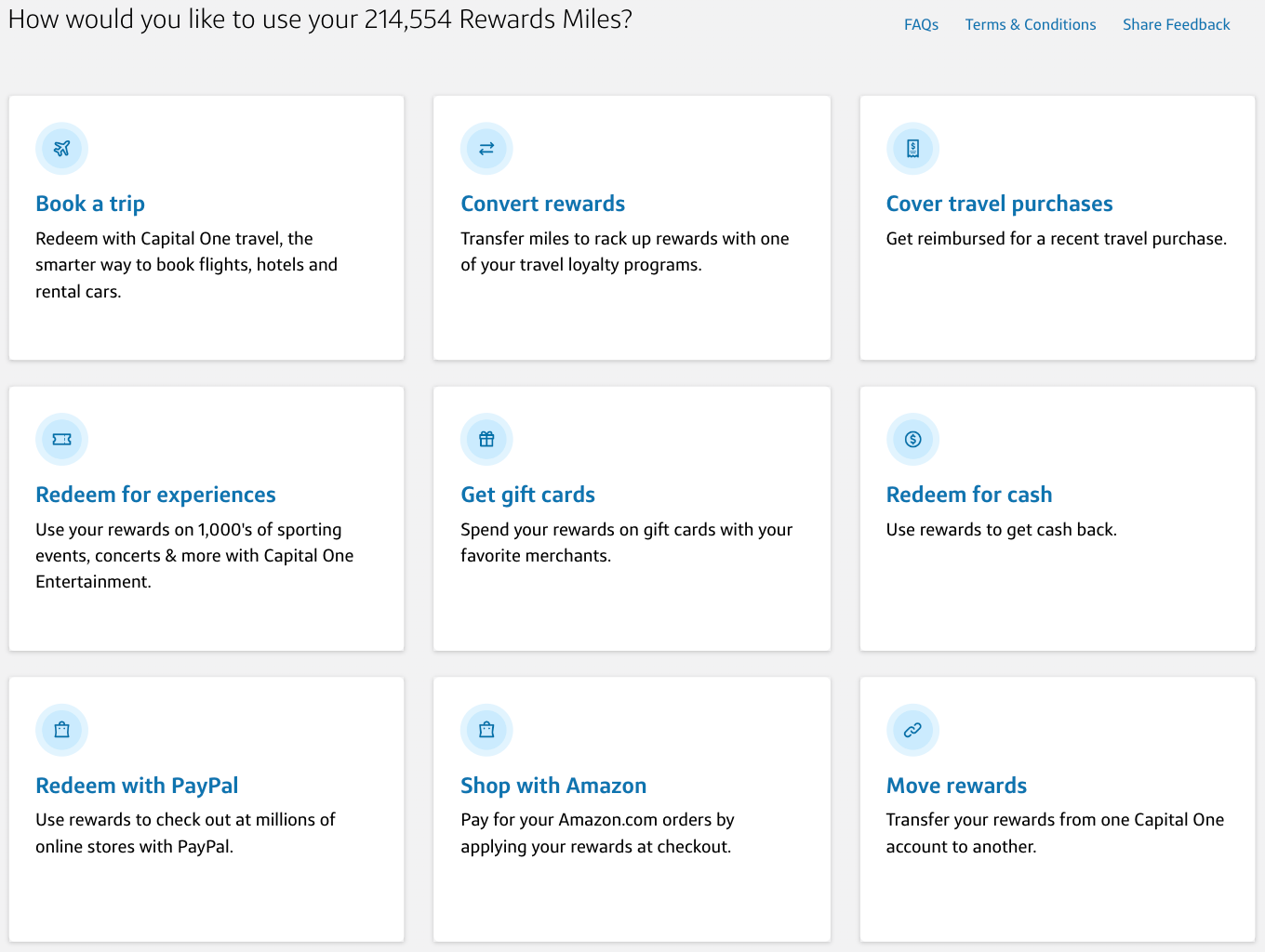 Redemption options on Capital One