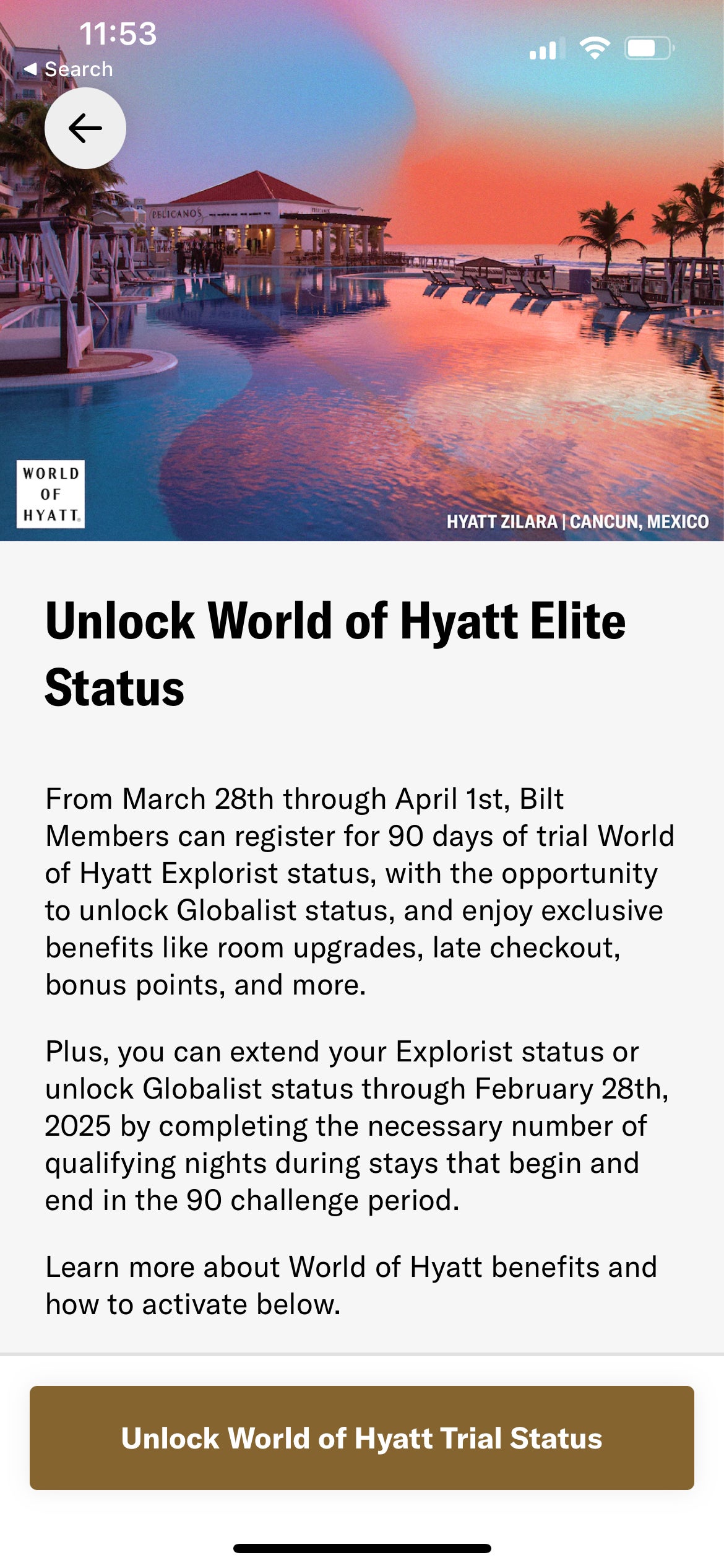 World of Hyatt Bilt Challenge screenshot