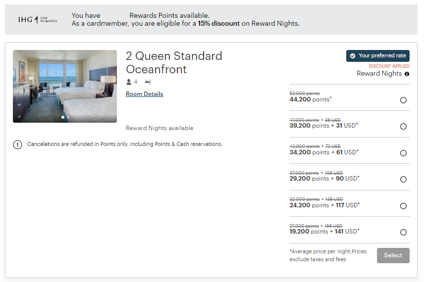 Booking a discounted IHG award