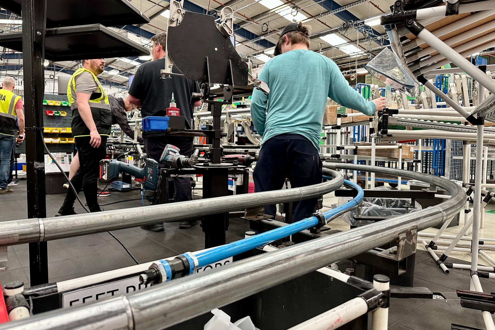 roller-coaster track assembly line