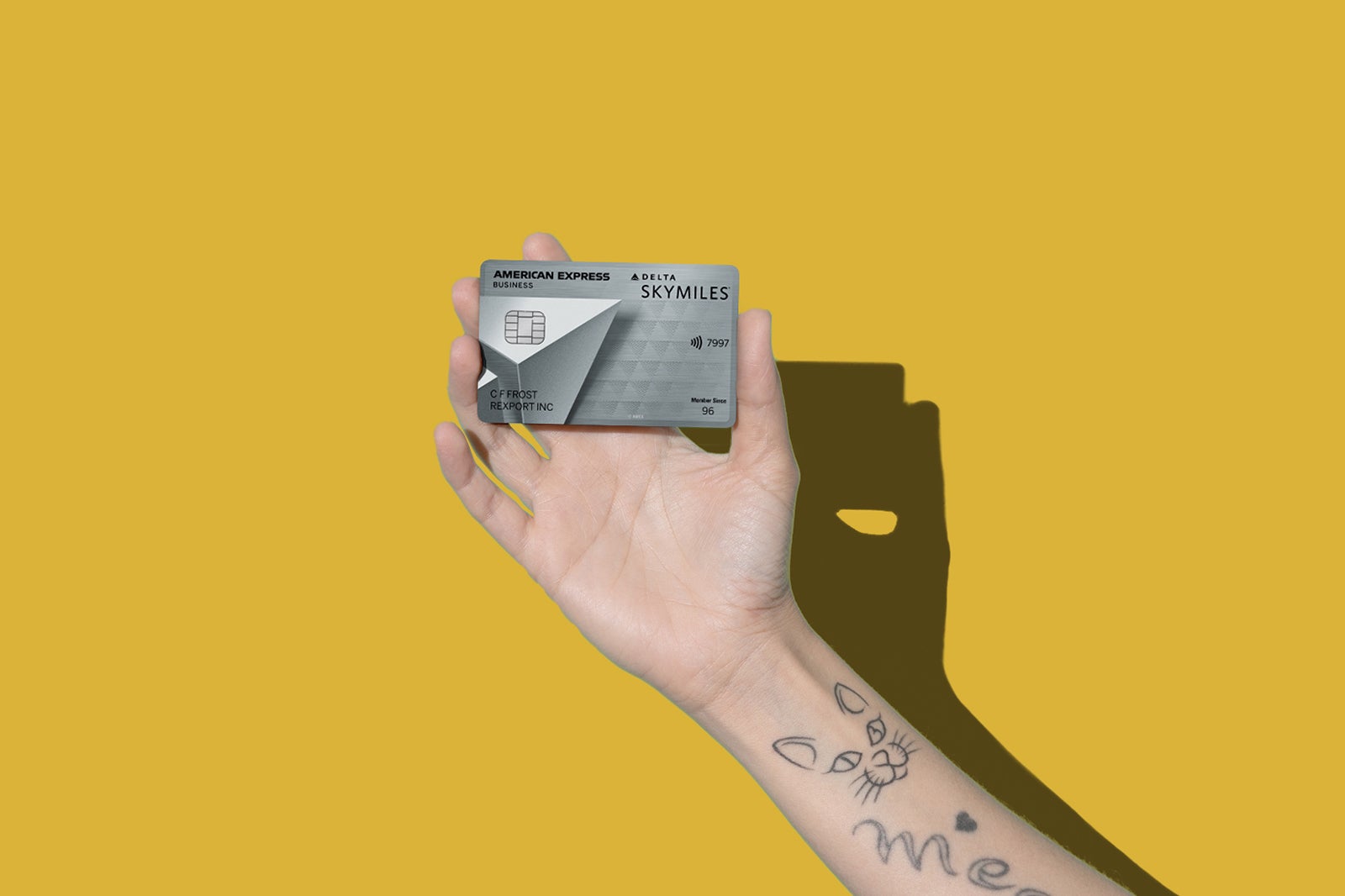 a hand holds a credit card