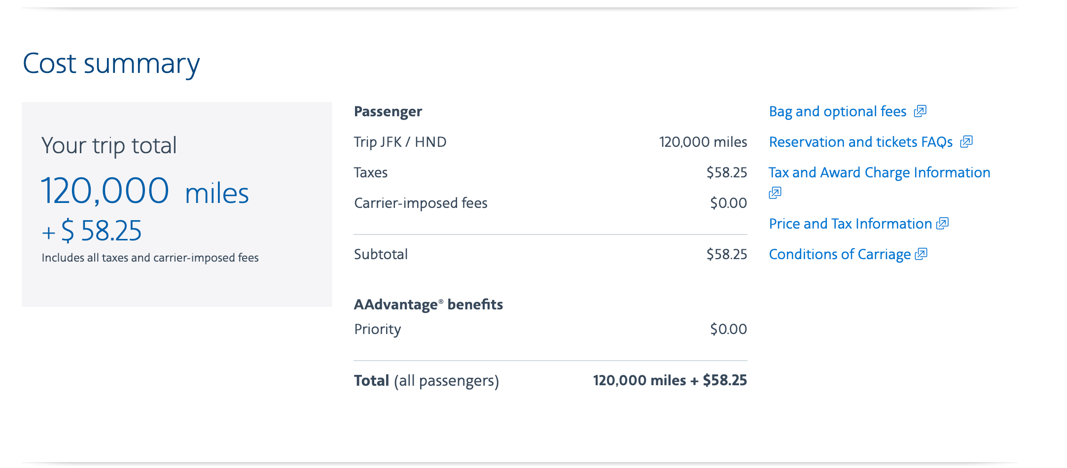 New York-area to Tokyo for just 120,000 AA miles and $58 in taxes and fees. AA.COM