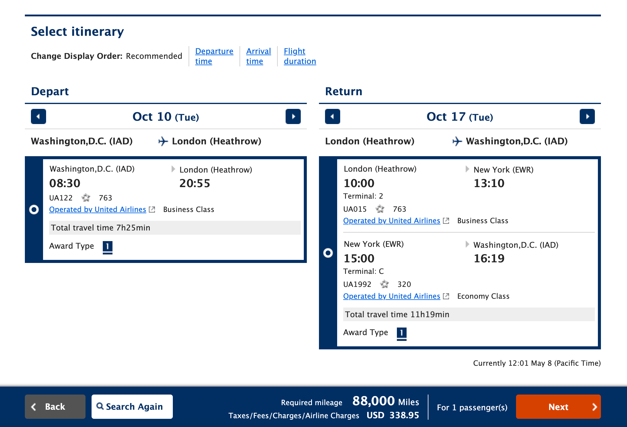 United Polaris flights through ANA Mileage Club