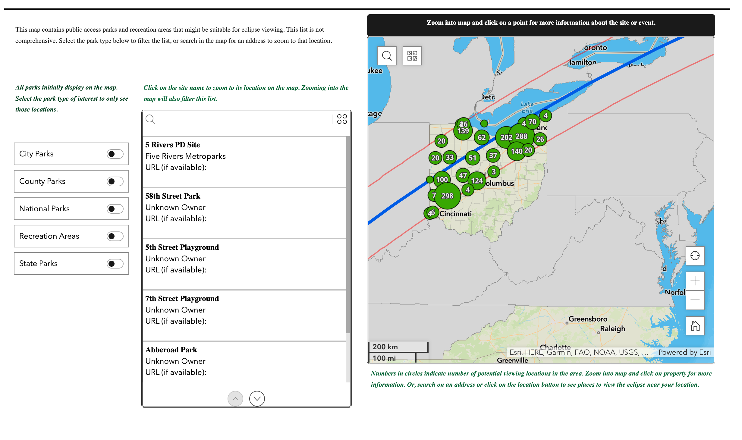 Ohio interactive map feature. ECLIPSE.O