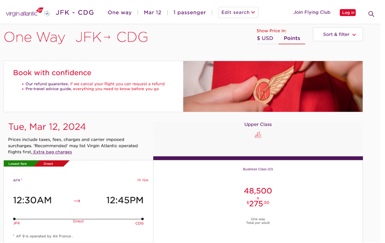 JFK to CDG