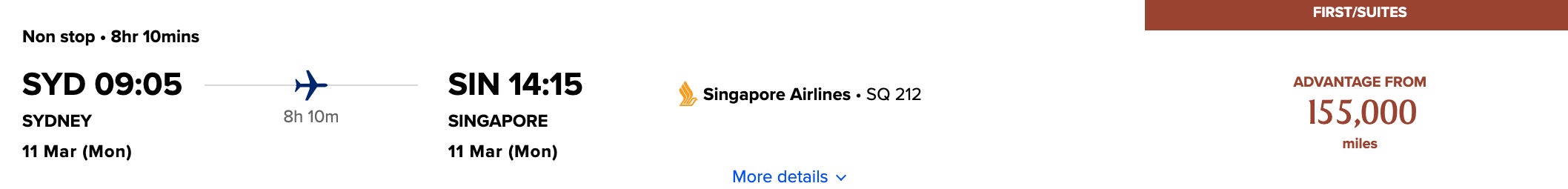 Singapore Krisflyer SYD-SIN Suites 155k