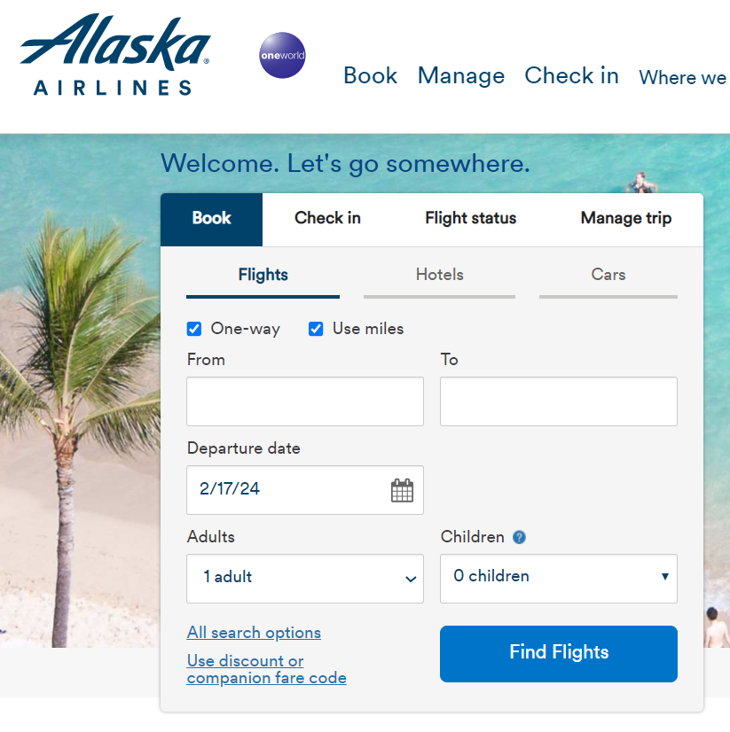 Booking award through Alaska Mileage Plan