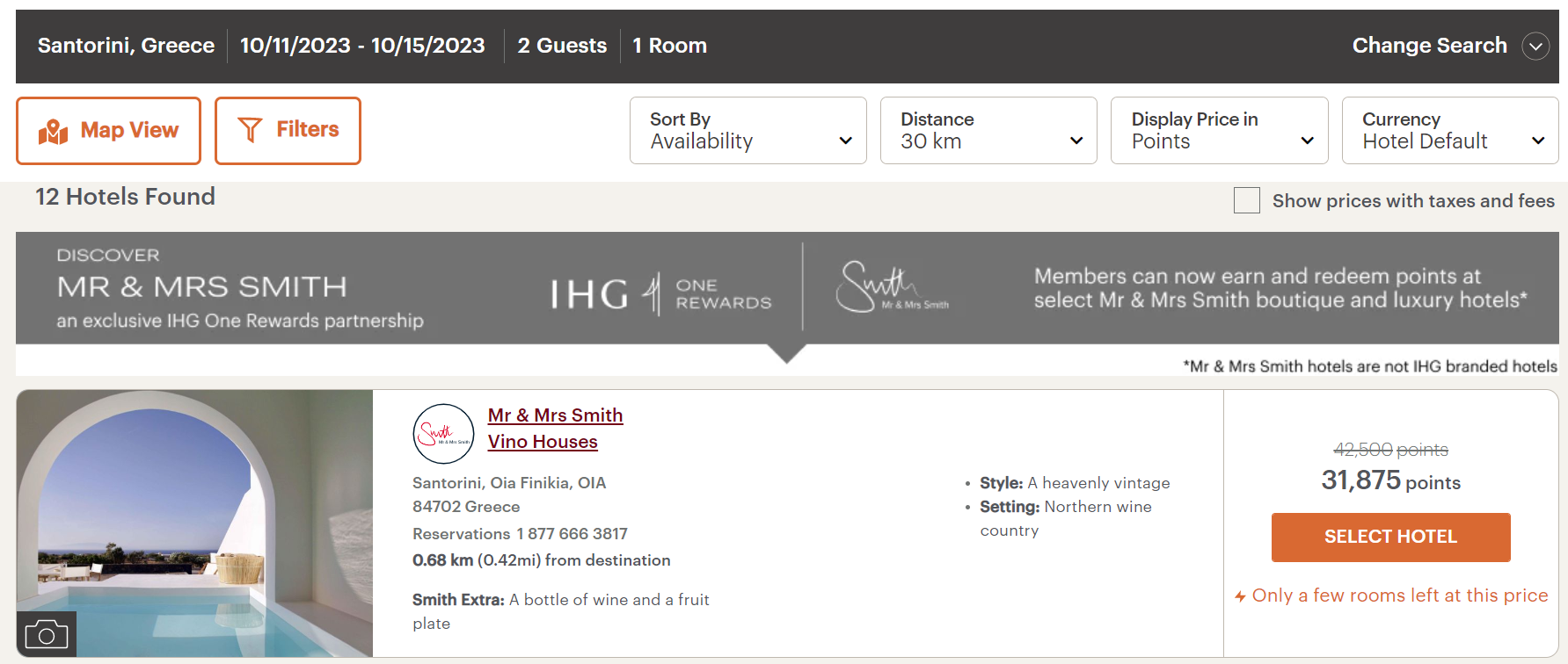 Booking IHG fourth night reward stay at a Mr and Mrs Smith