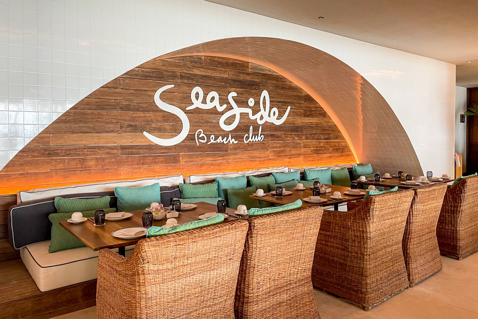 Seaside Beach Club dining room at Secrets Impression Moxche Playa del Carmen