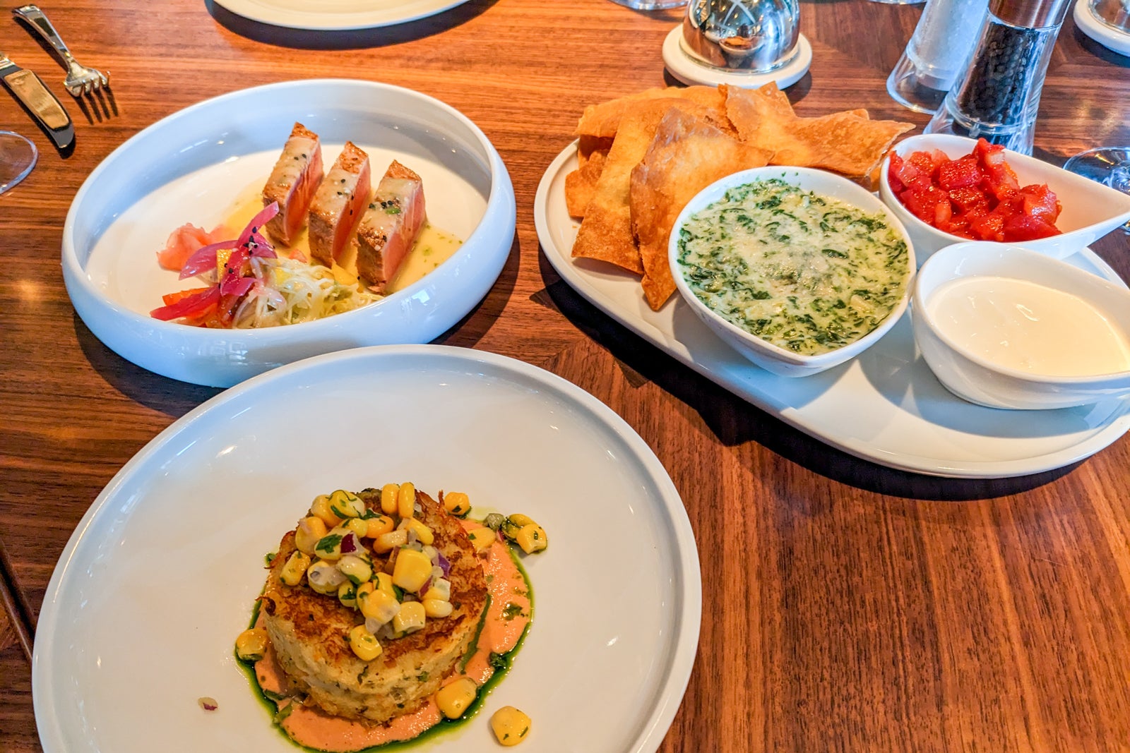 Appetizers at Ember restaurant on Oceania's Vista.