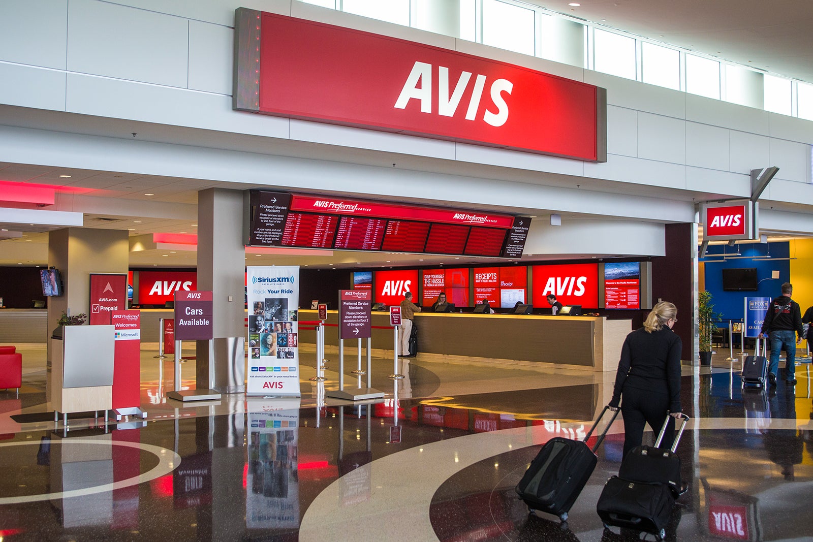 Avis counter at Seattle airport