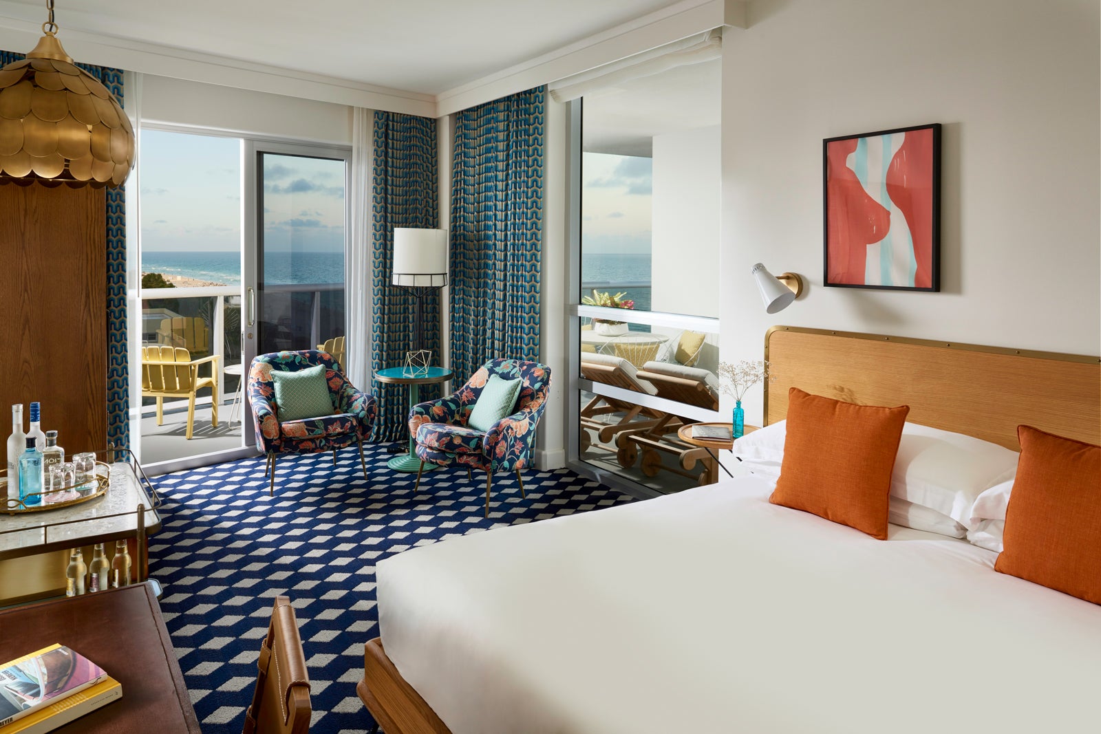 Guest room at the Confidante Miami Beach