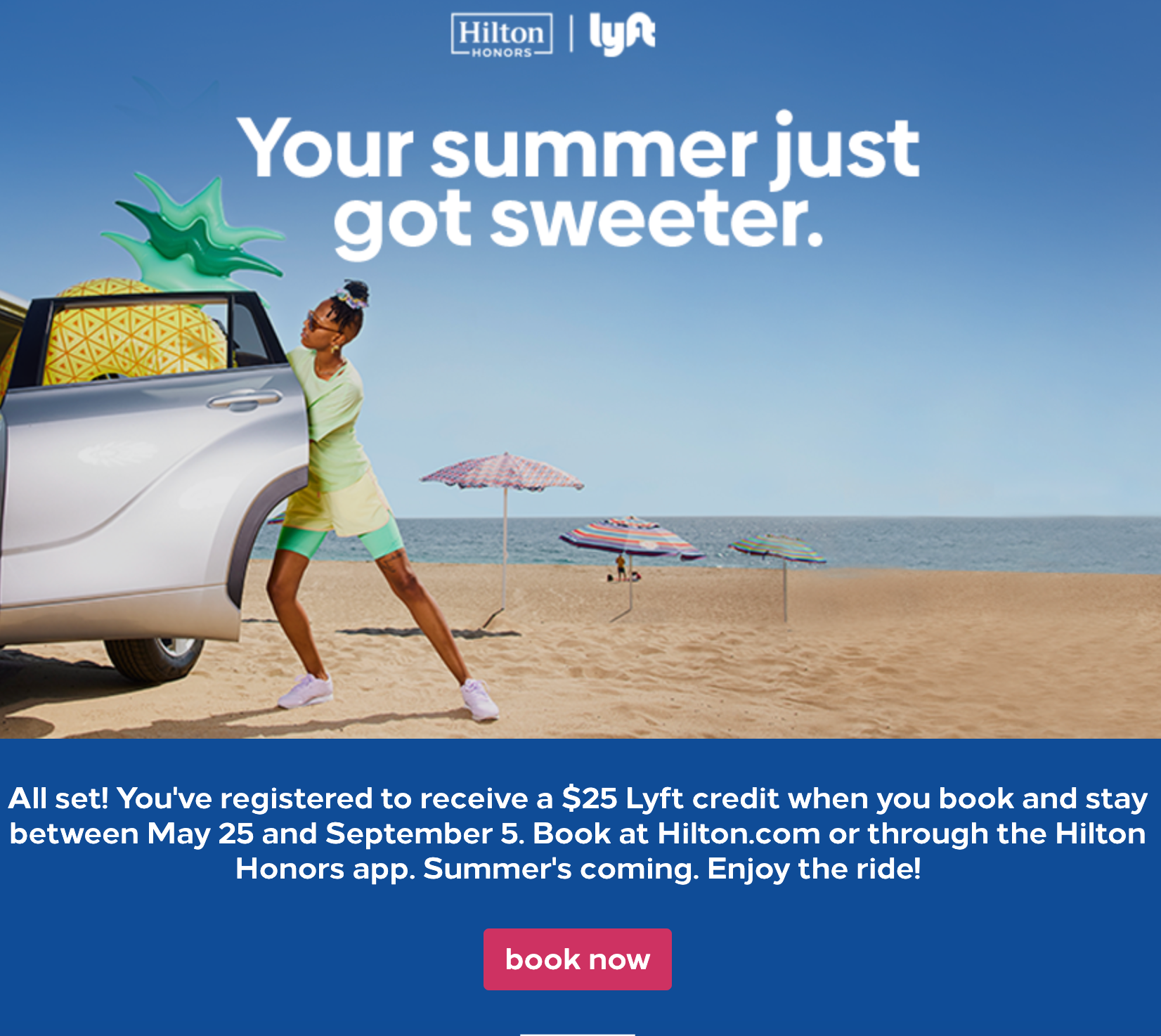 Successfully registered Hilton Lyft $25 credit