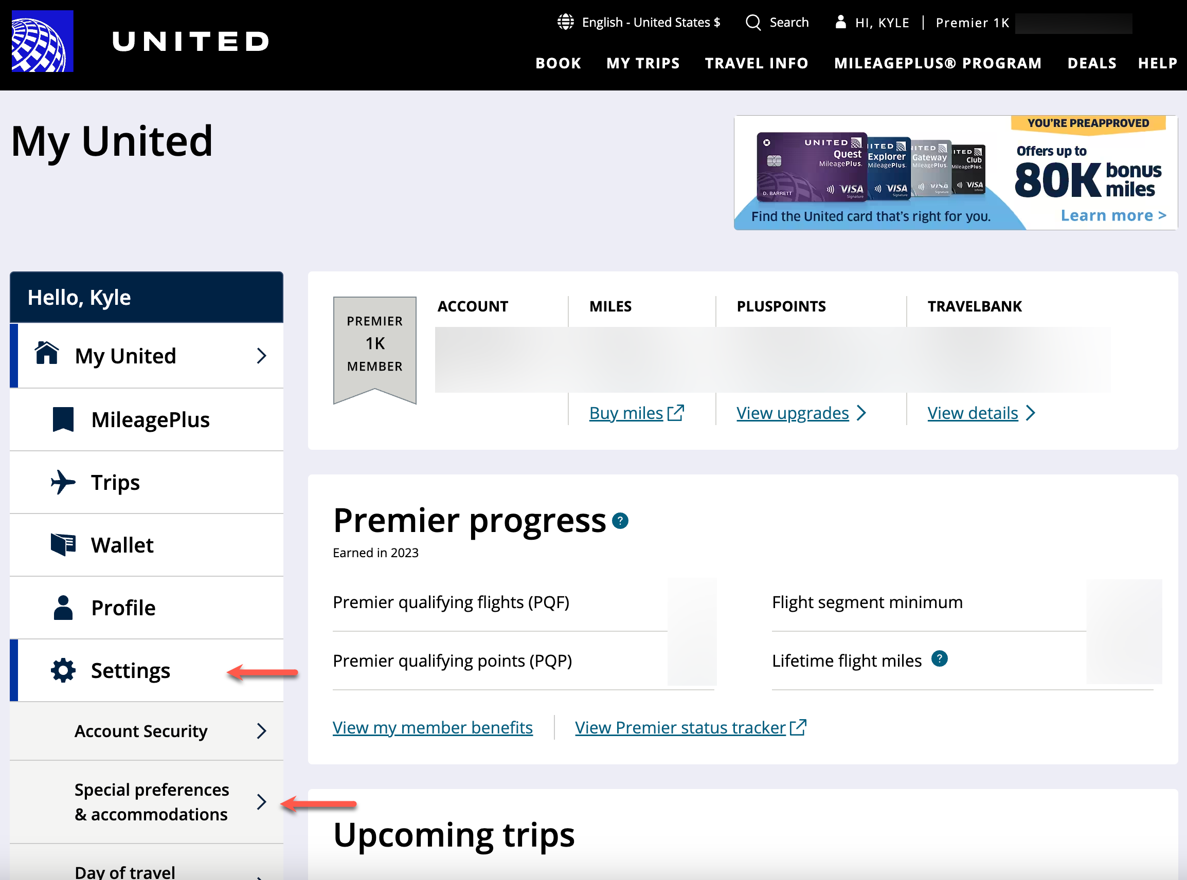 United special preferences and accommodations