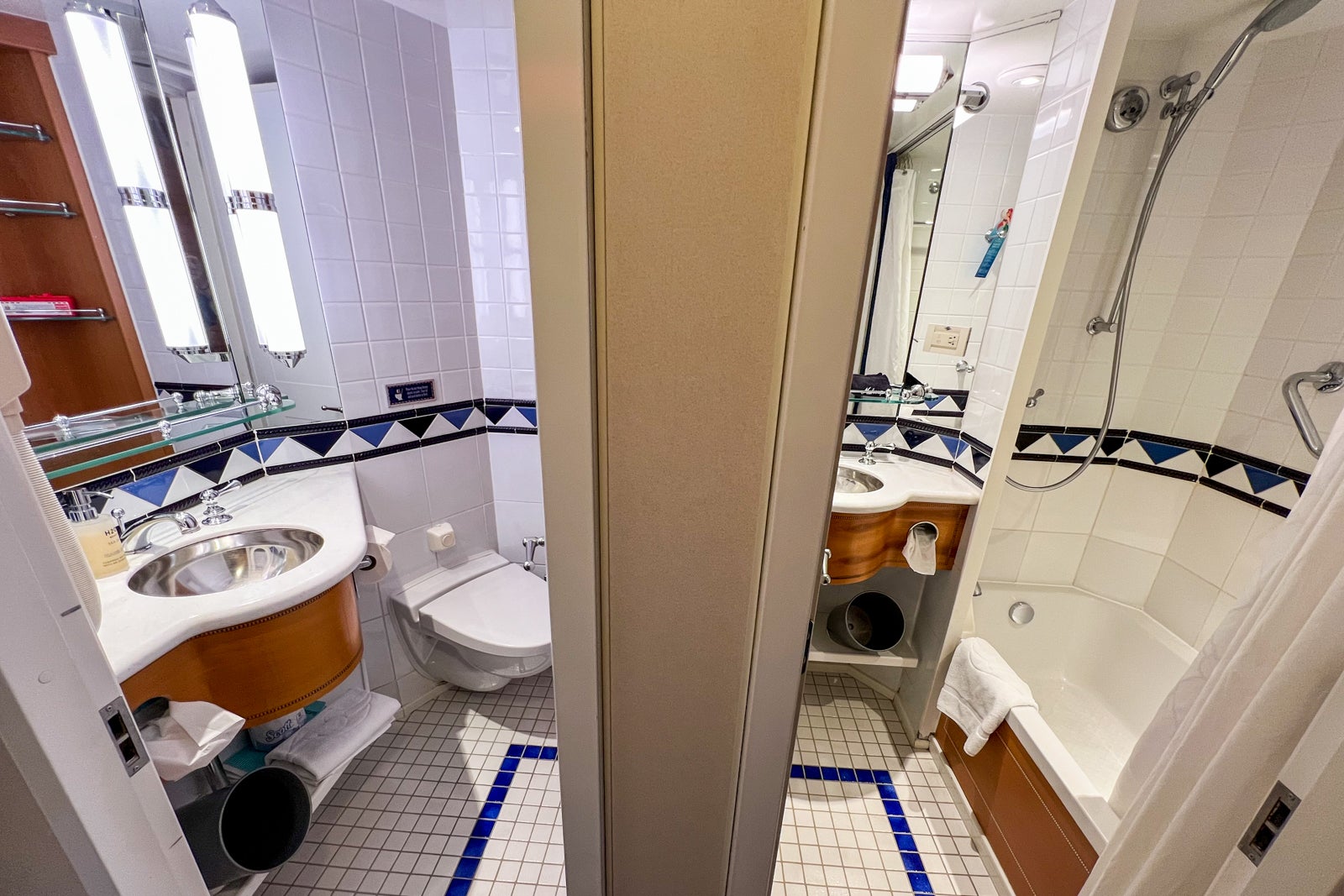 Split bath on Disney cruise.