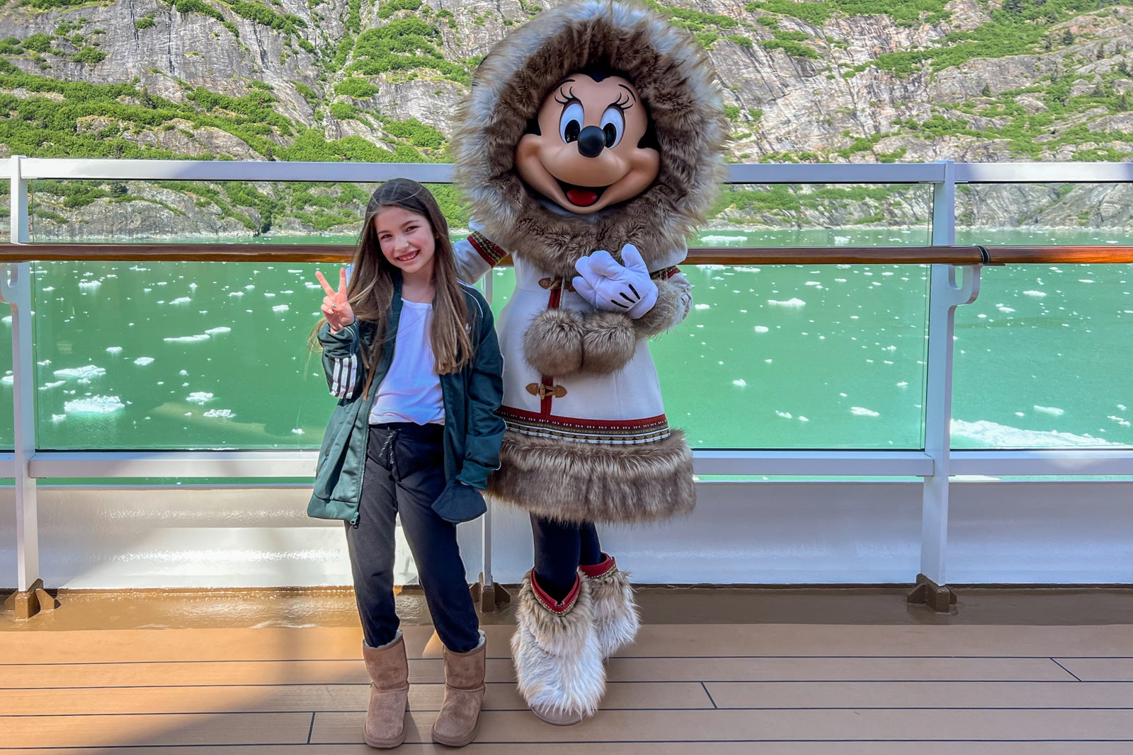 Posing with Minnie on glacier day