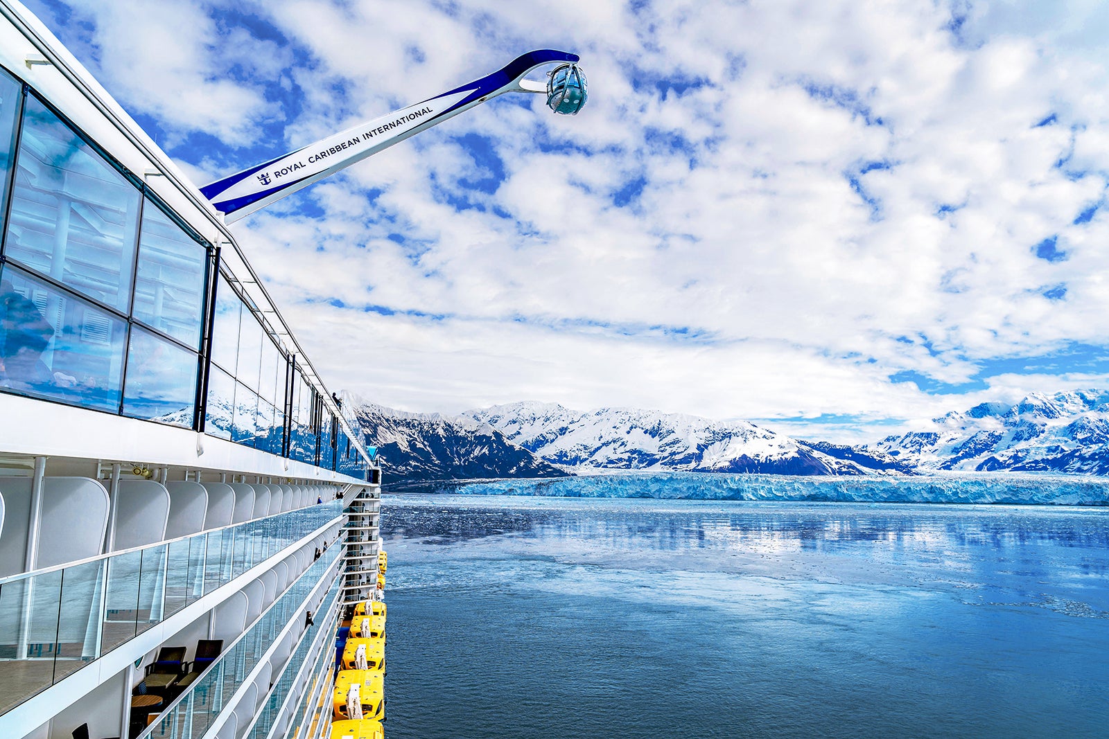 Ovation of the Seas cruise ship by Hubbard Glacier in Alaska.