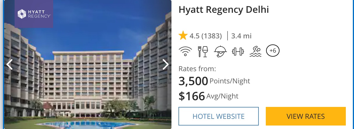 Hyatt Regency Delhi cash vs points