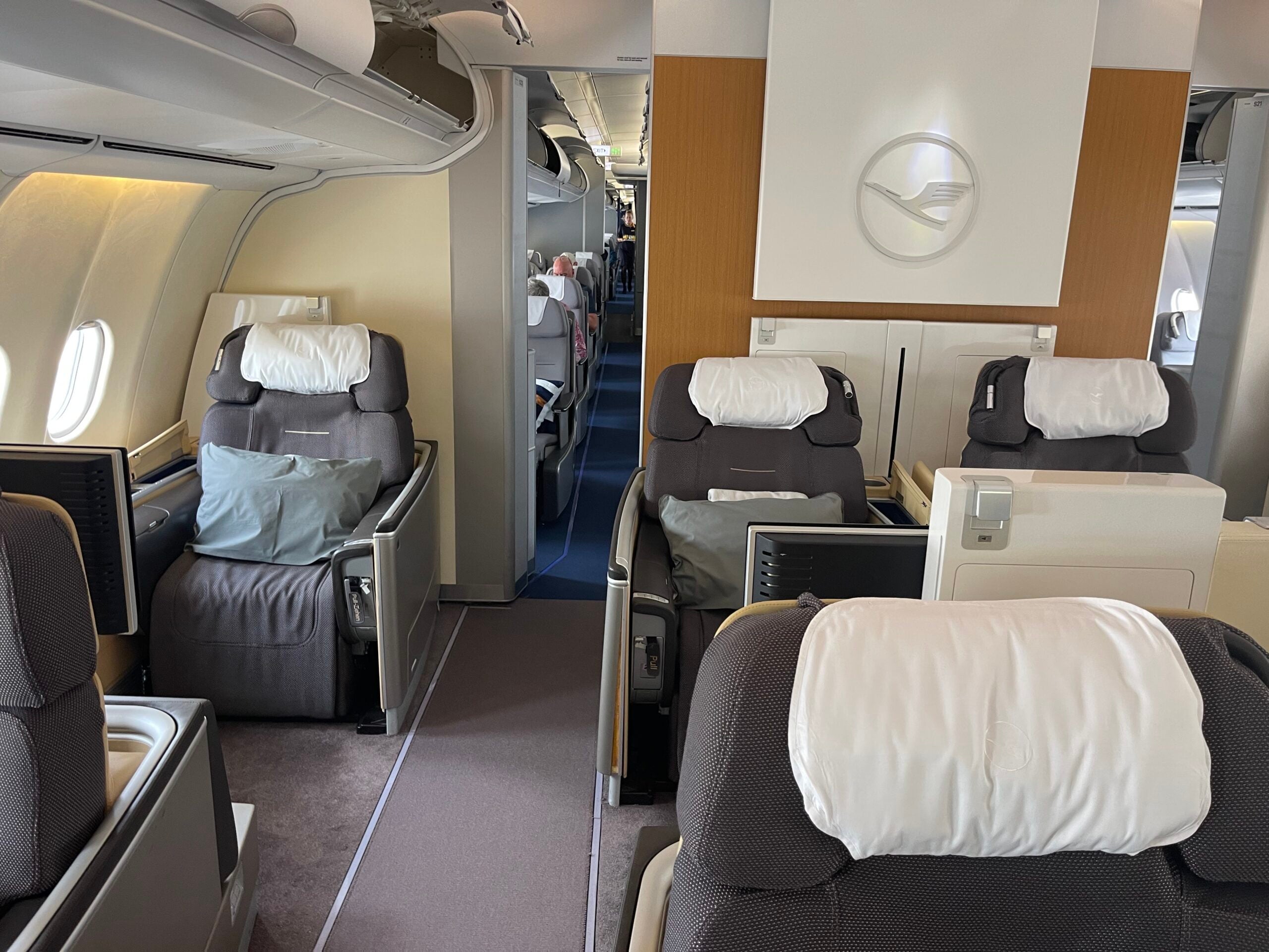 Lufthansa first class A340-600 facing back