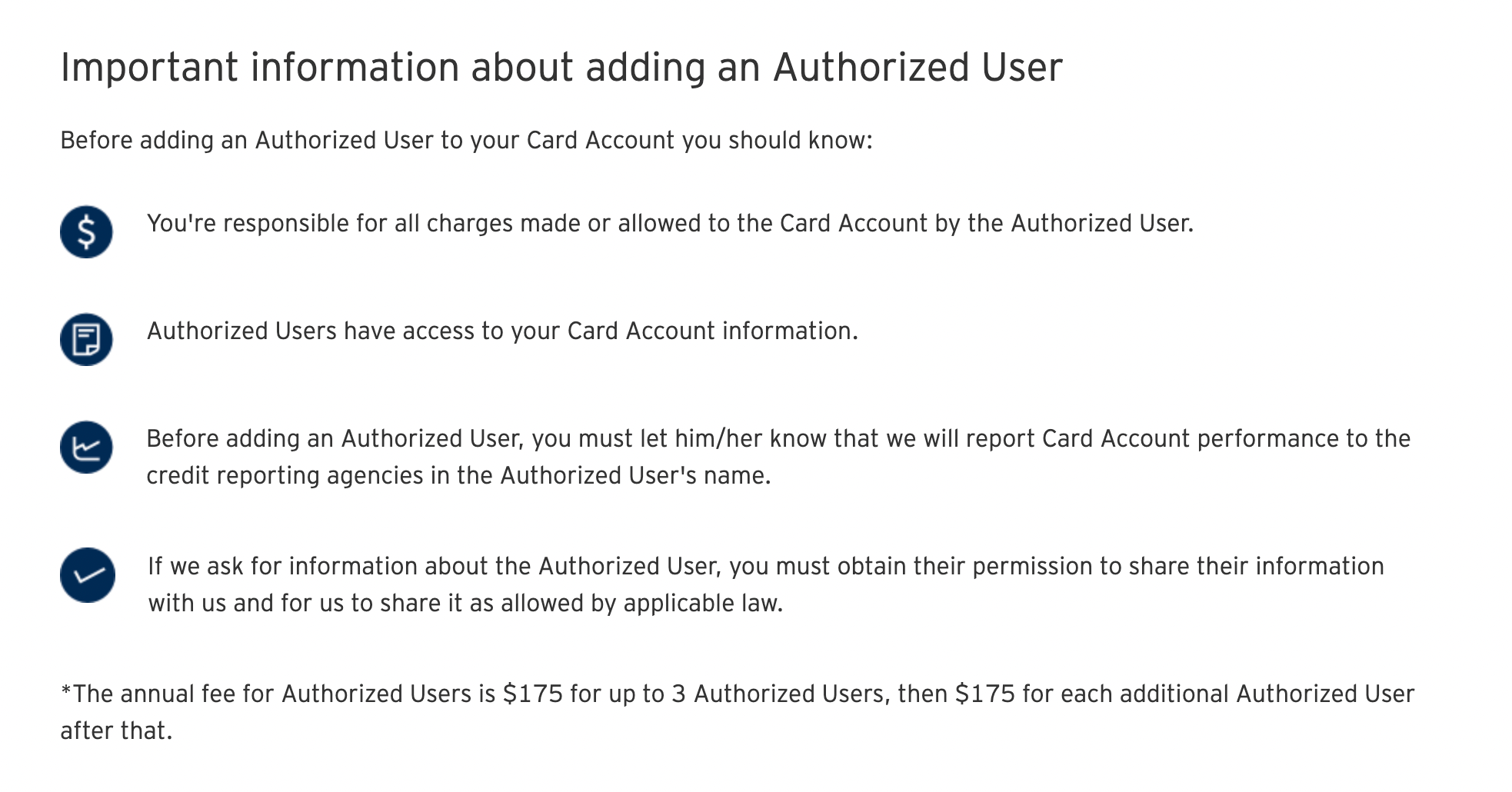 Policies for adding an authorized user to your Citi AAdvantage Executive credit card account