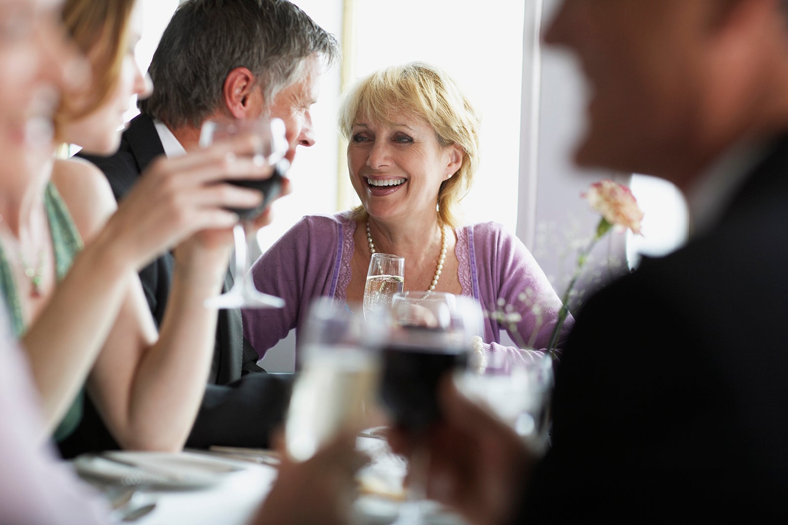 Mature travelers dining on a cruise ship