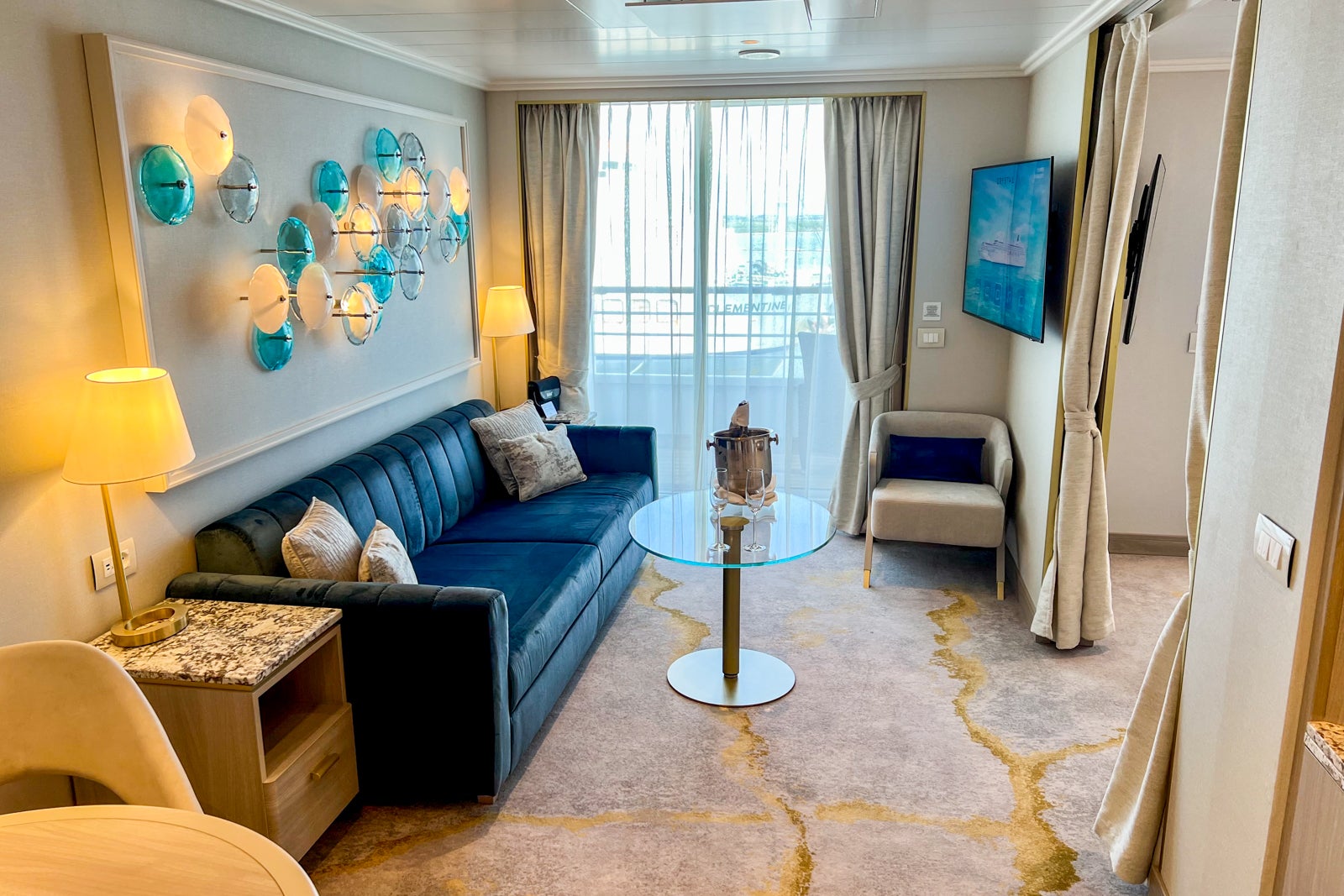 A newly built Sapphire Verandah Suite on Crystal Serenity