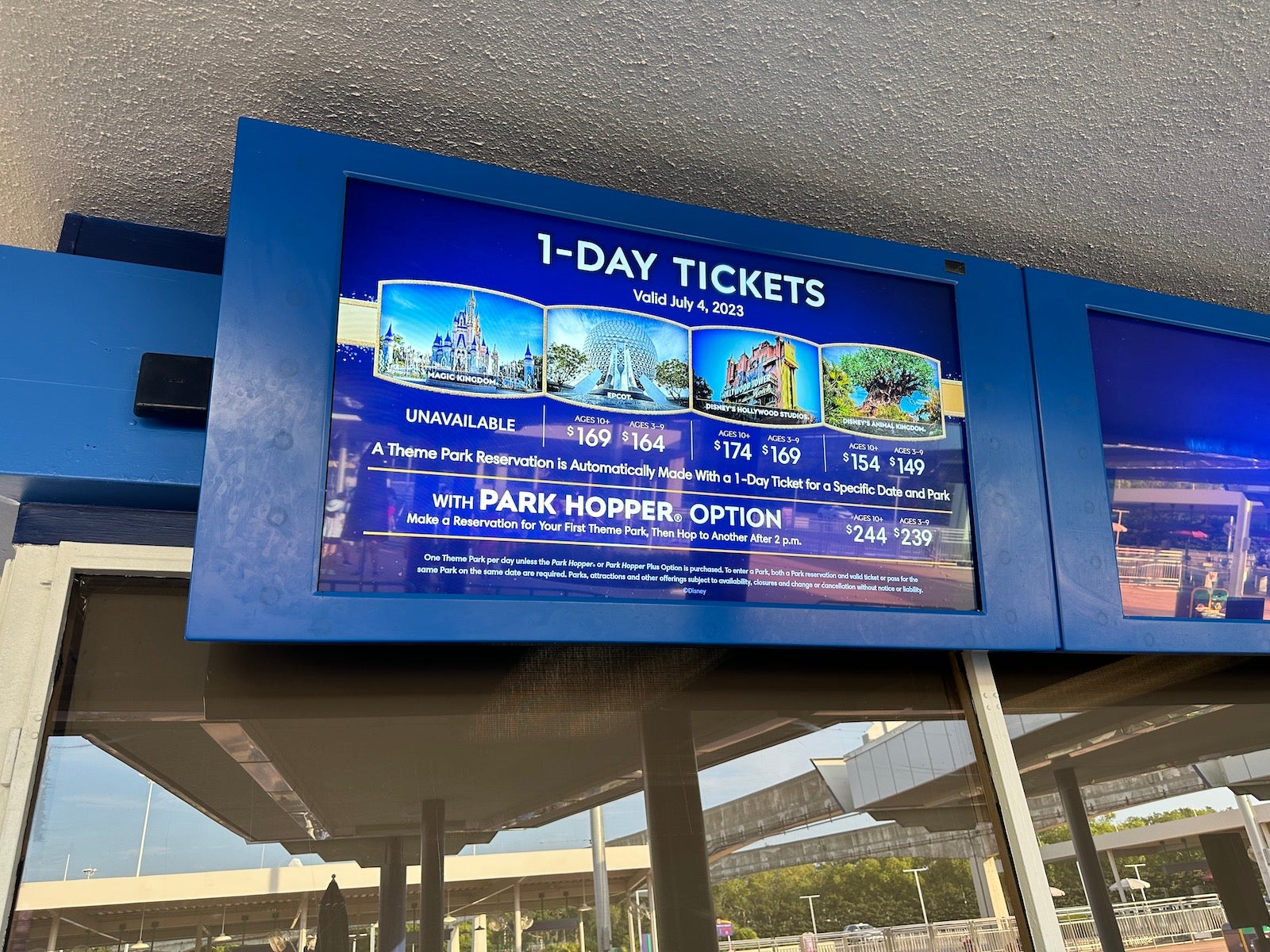 Disney World ticket prices.