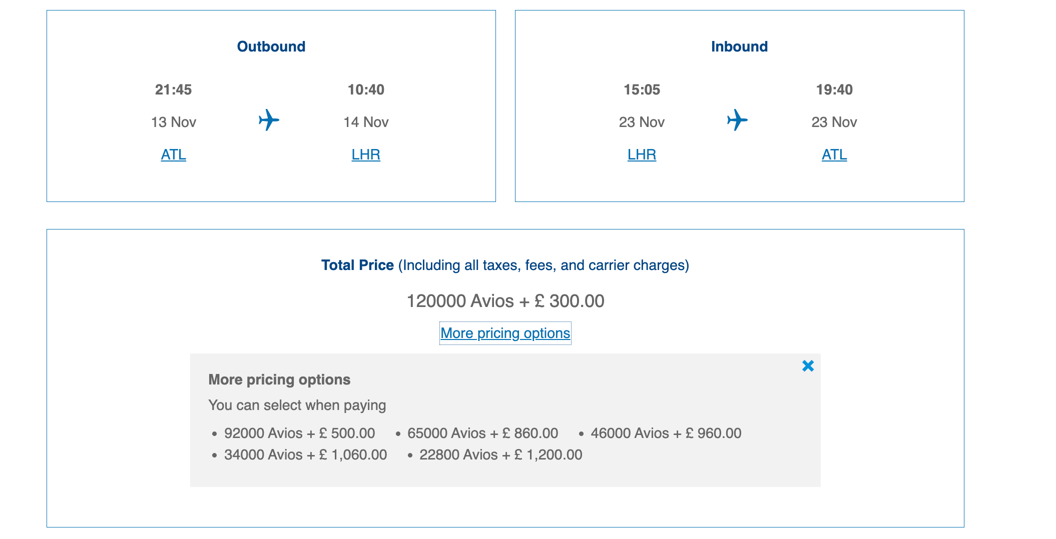 British Airways award redemptions 