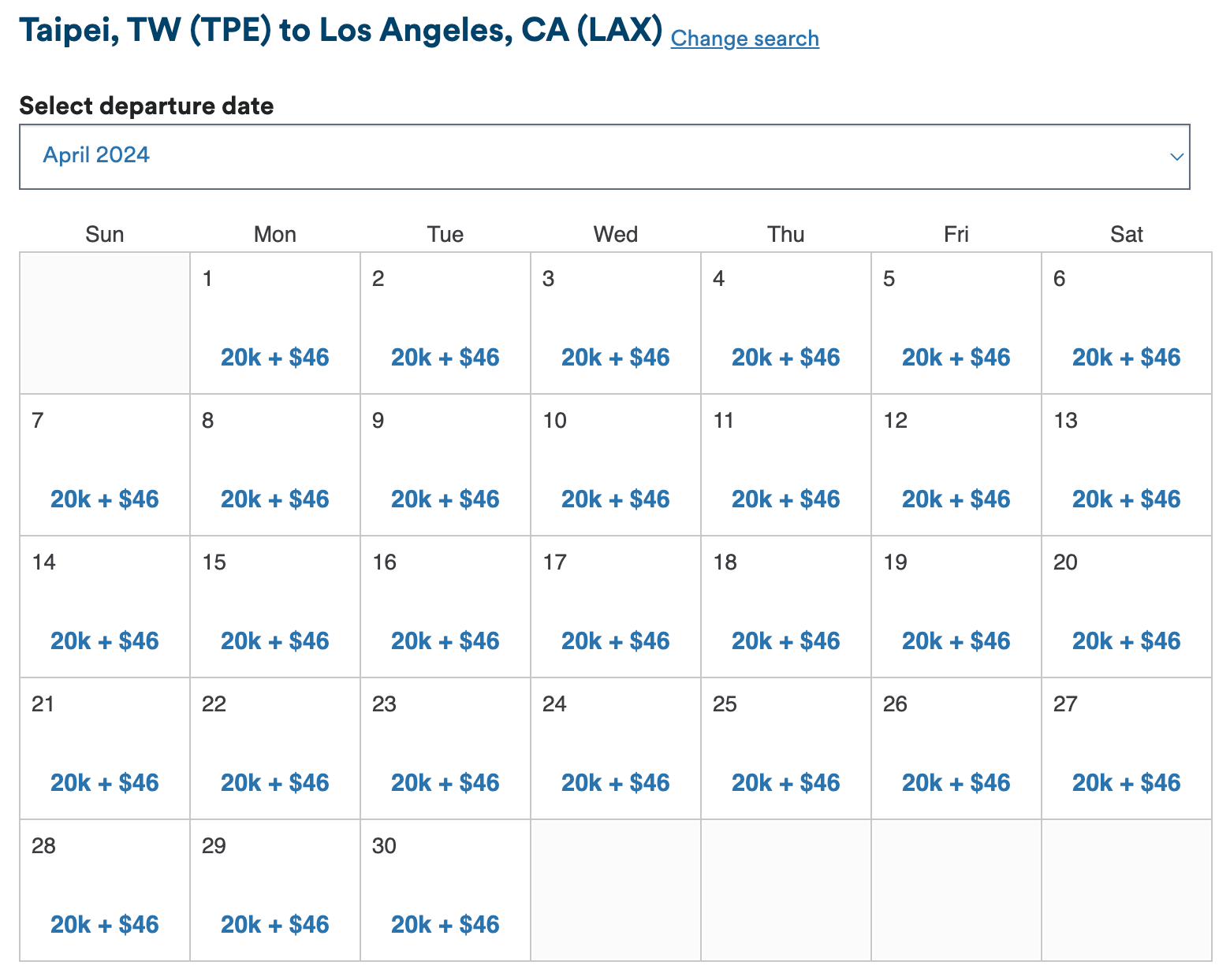 flight calendar