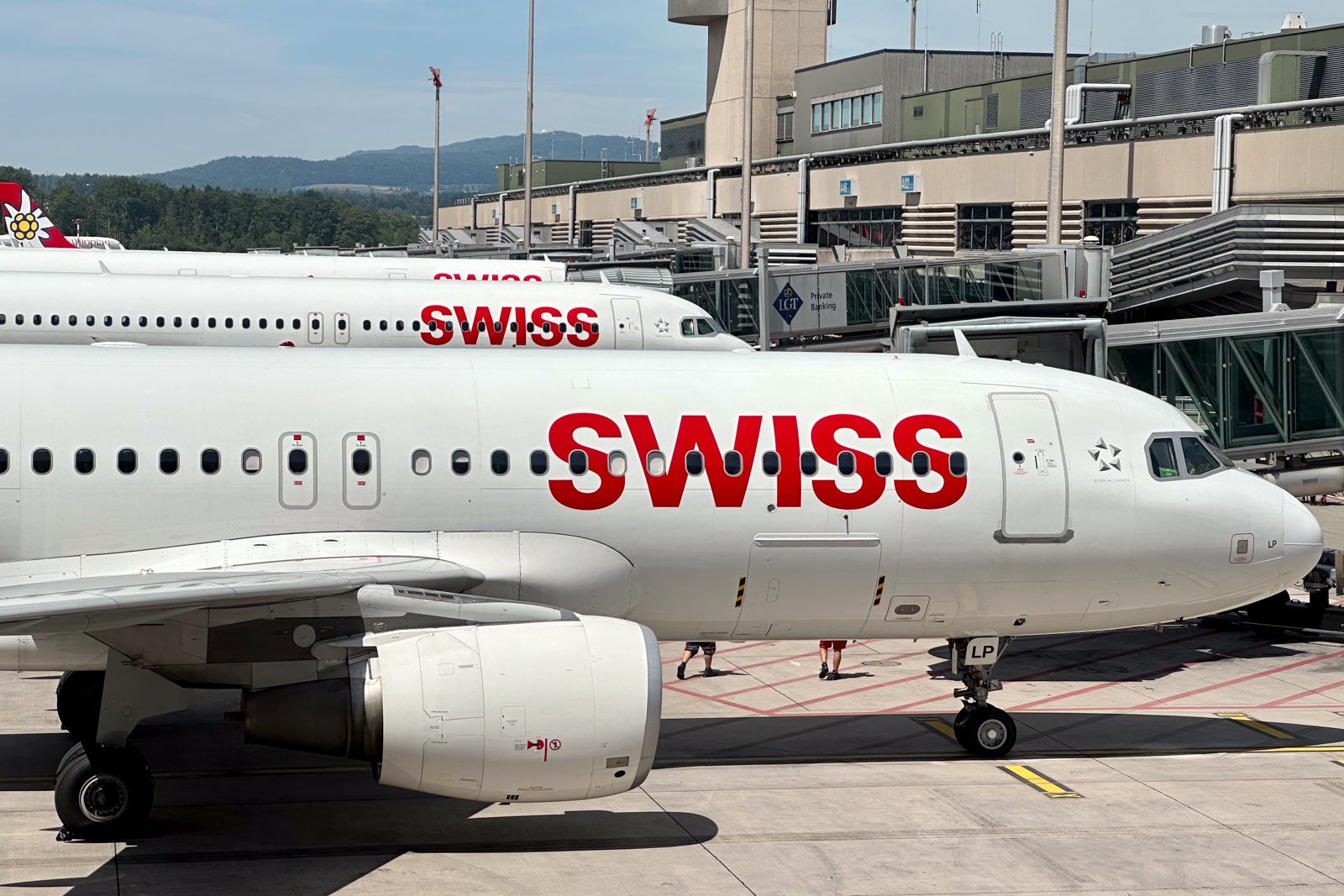 Swiss planes in Zurich.