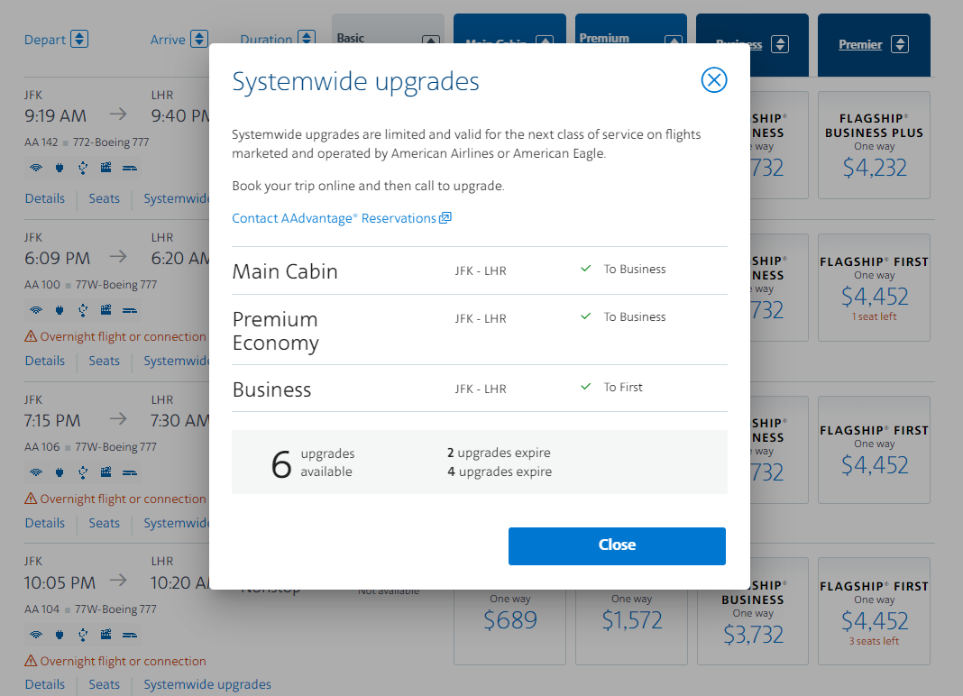 American Airlines systemwide upgrades