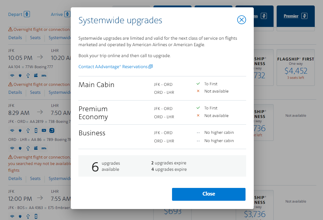 American Airlines systemwide upgrades
