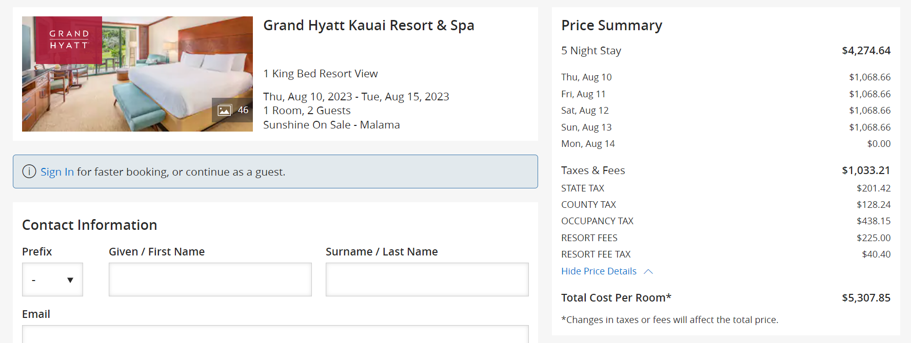 Hyatt resort fees