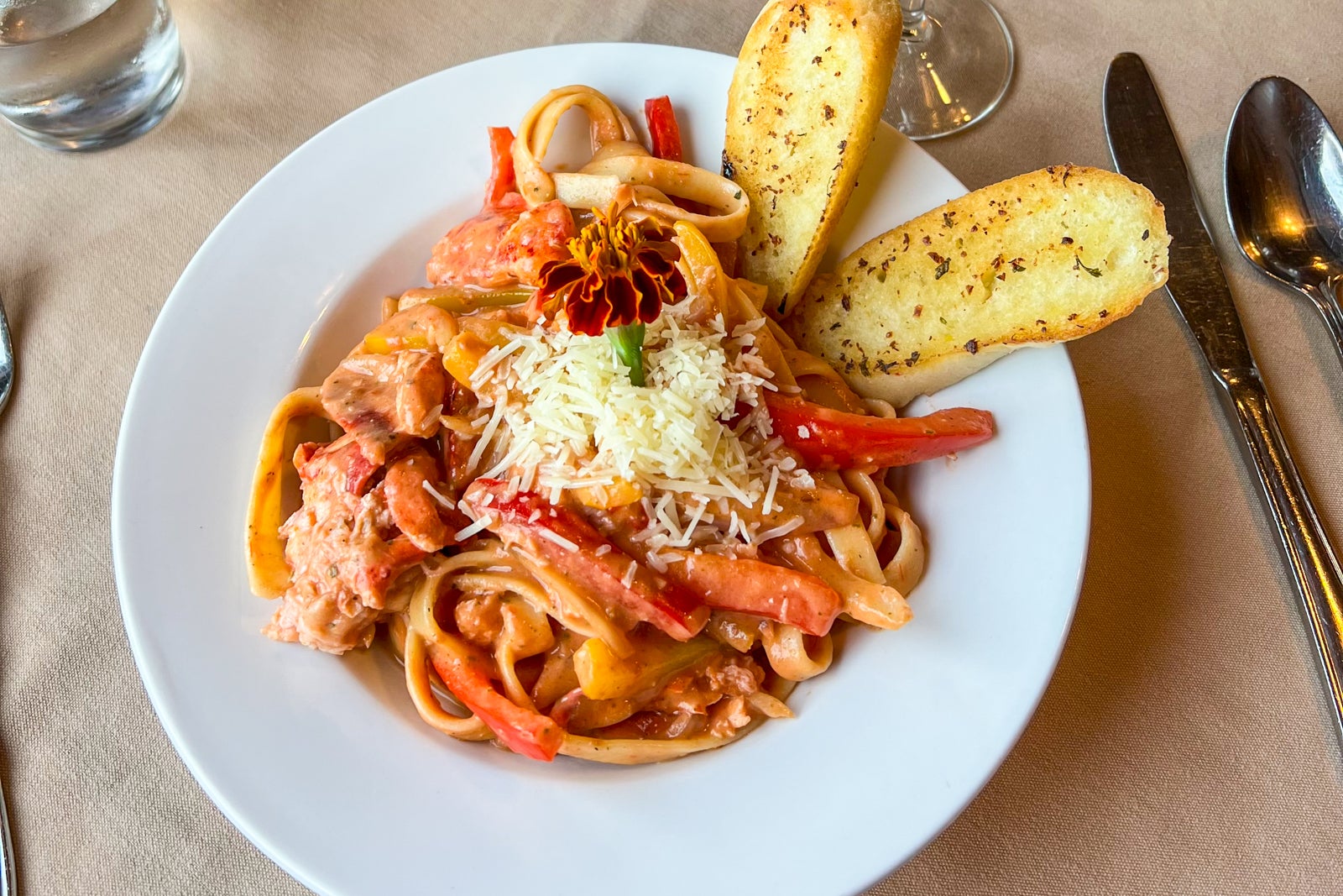 Pasta at Train Station Inn restaurant