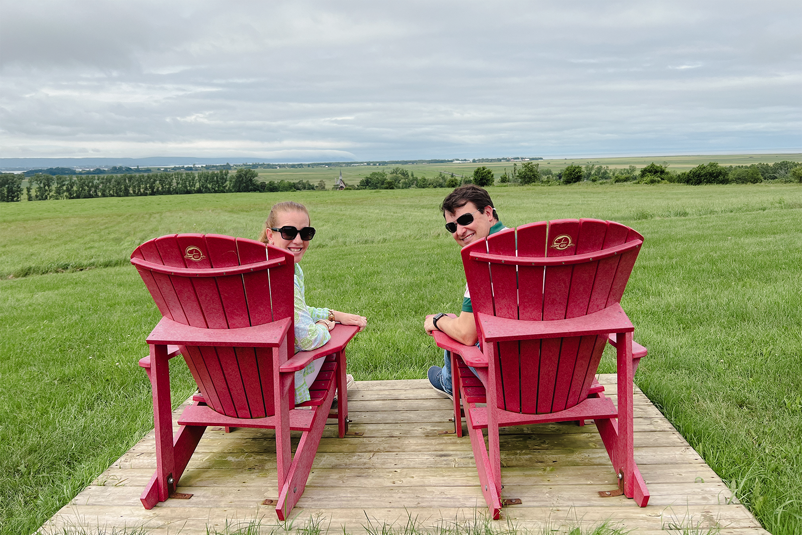 Nick Ewen and his wife in the Nova Scotia countryside, enjoying the view