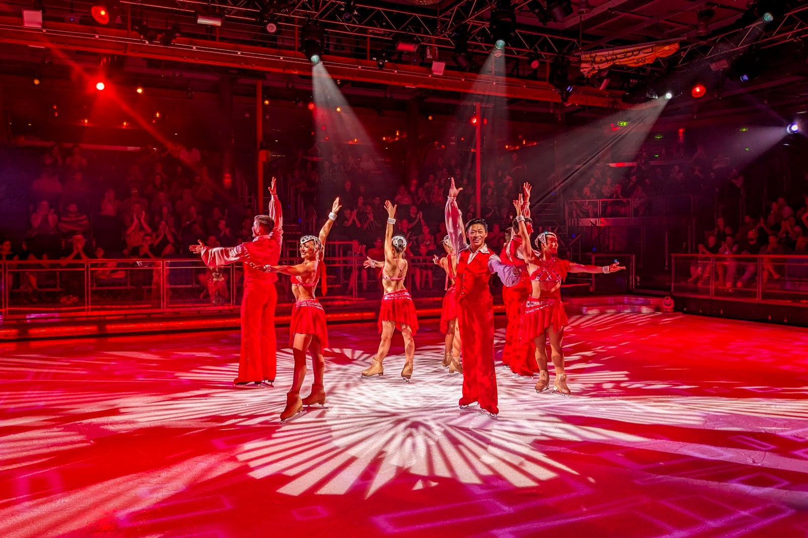 Performers on cruise ship ice rink