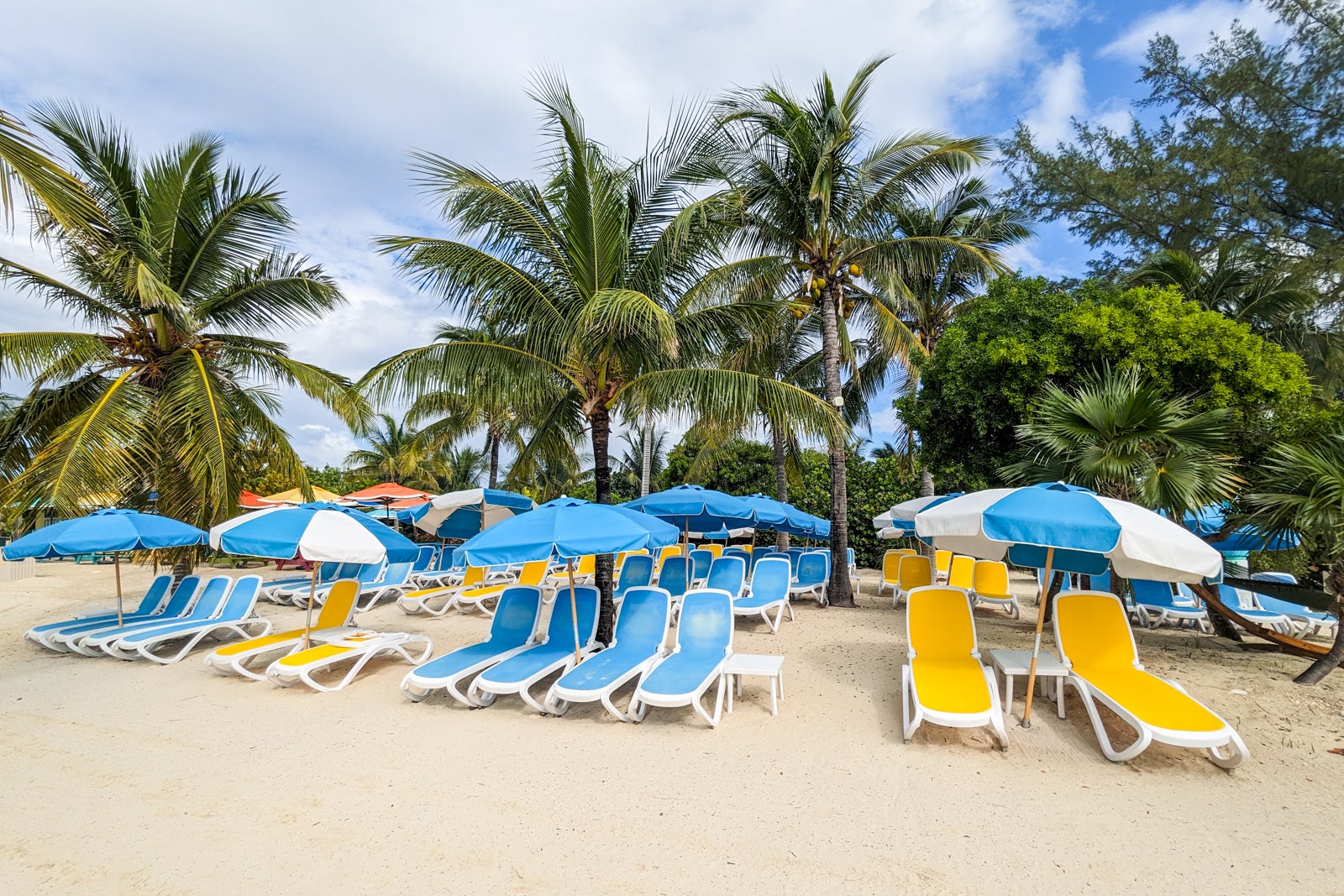 Lounge chairs on CocoCay. 